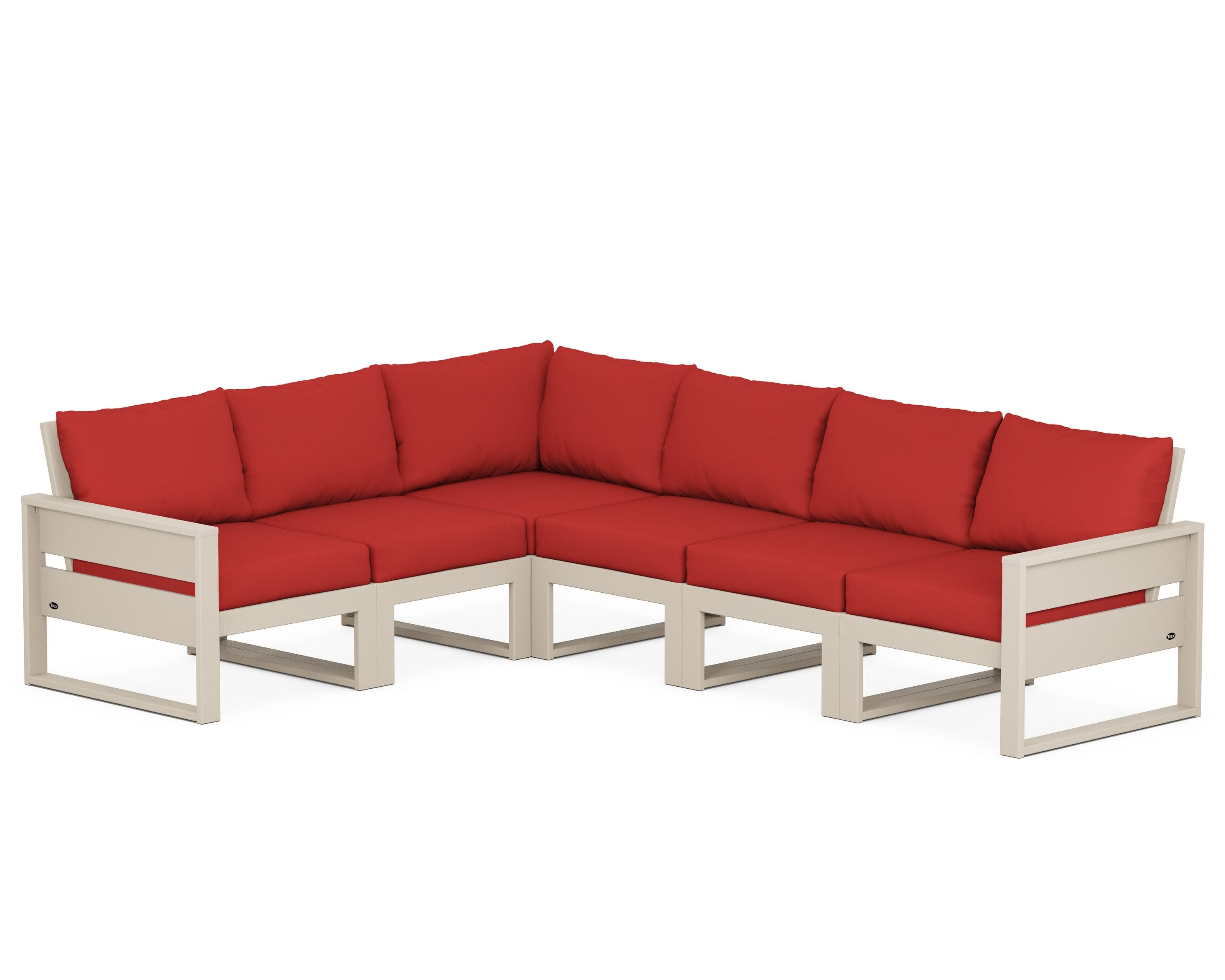 Eastport 6-Piece Sectional in Sand Castle / Crimson Linen