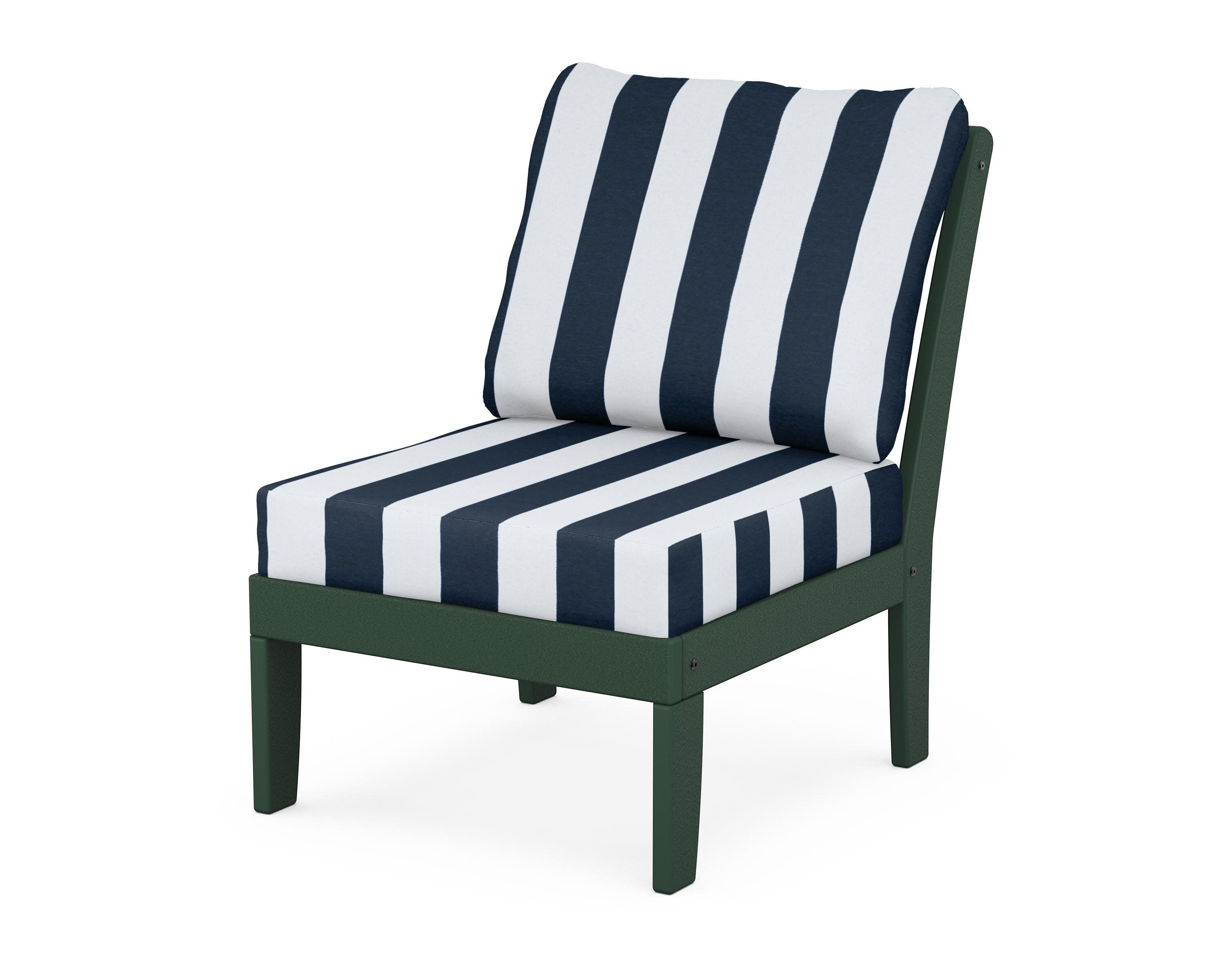 Yacht Club Modular Armless Chair in Rainforest Canopy / Cabana Stripe Marine Indigo