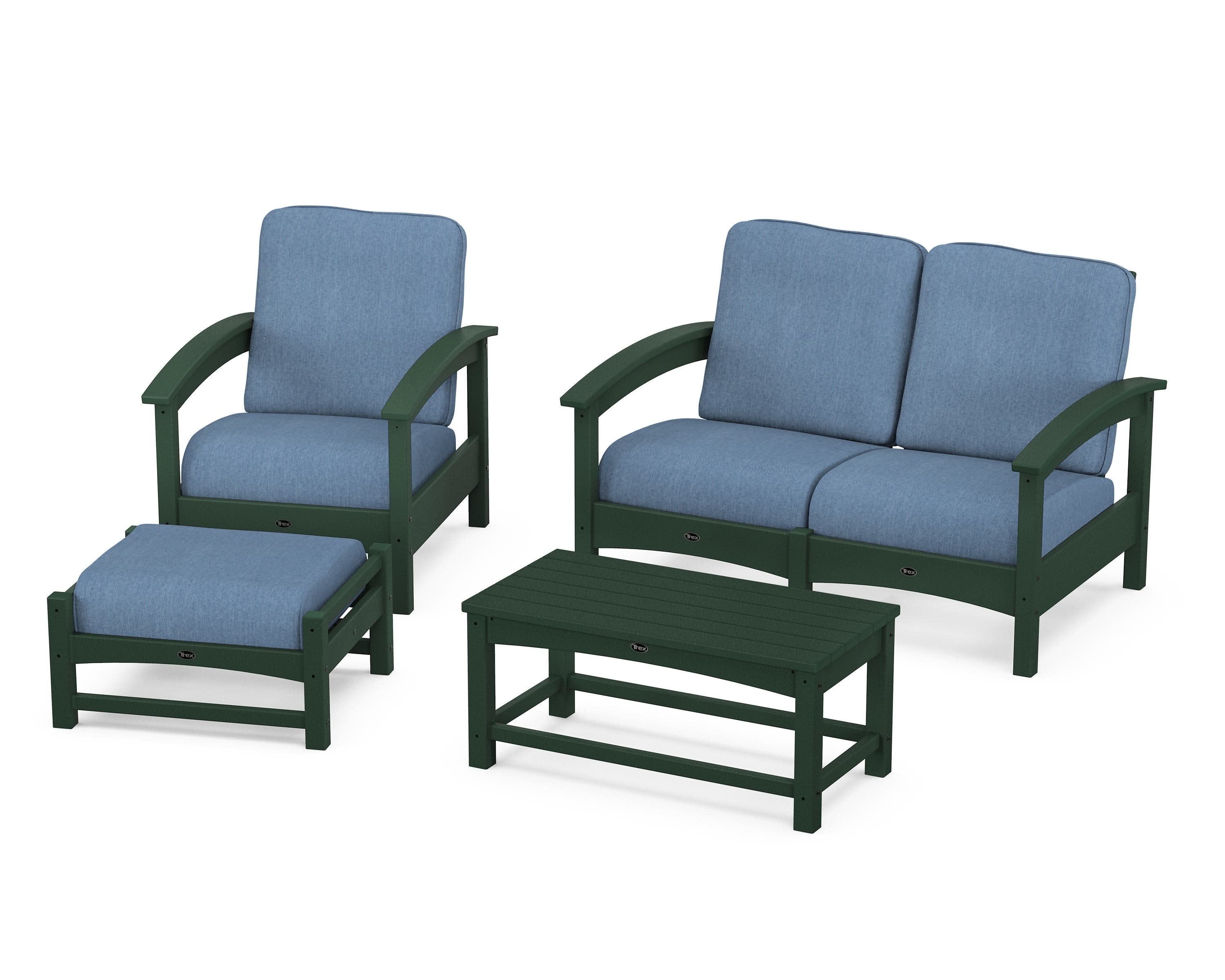 Rockport 4-Piece Deep Seating Conversation Group in Rainforest Canopy / Sky Blue