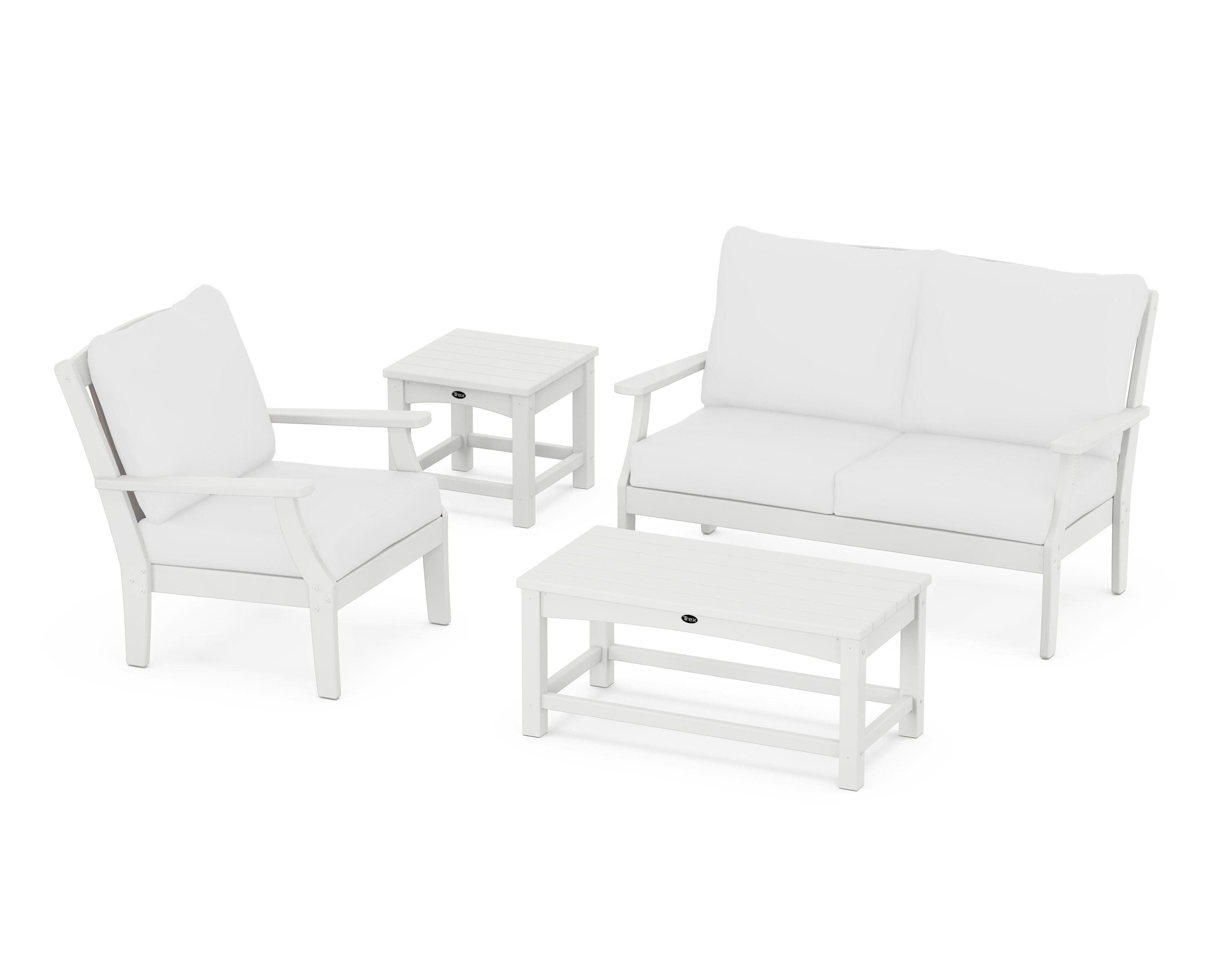 Yacht Club 4-Piece Deep Seating Set in Classic White / Natural
