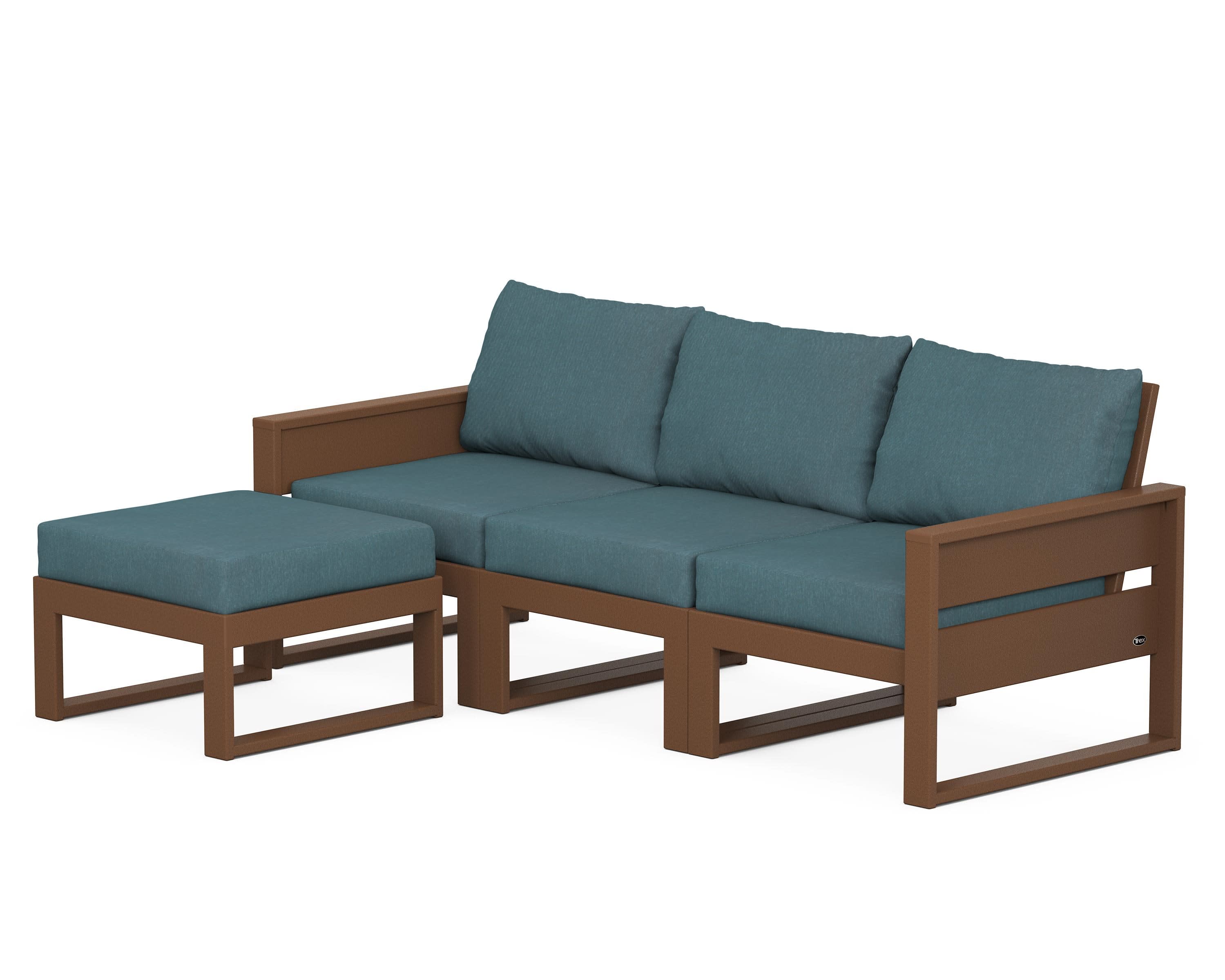 Eastport 4- Piece Sectional with Ottoman in Tree House / Ocean Teal