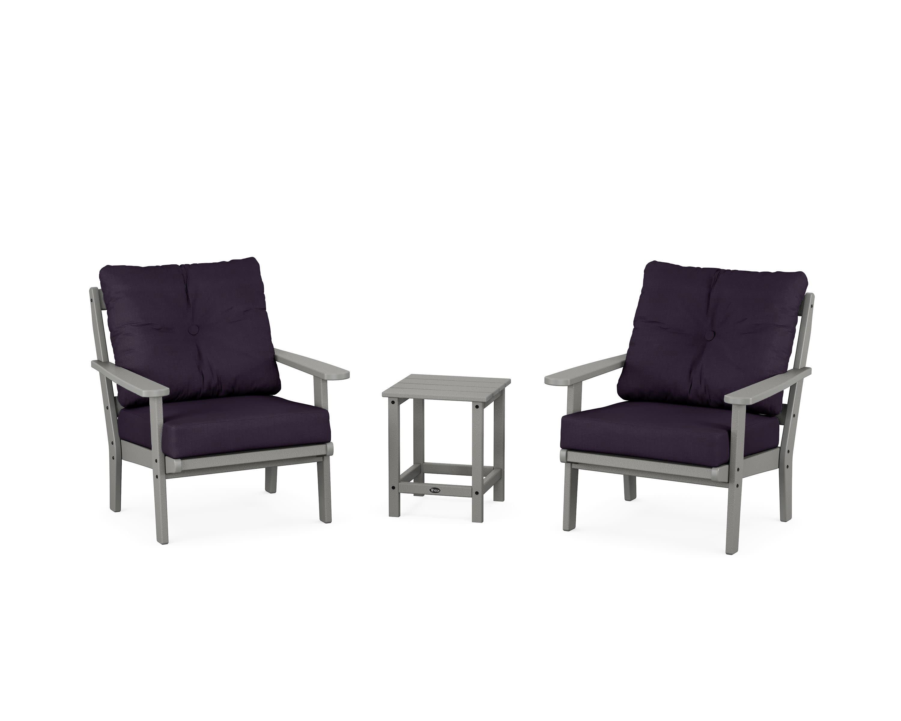 Cape Cod 3-Piece Deep Seating Set in Stepping Stone / Navy Linen