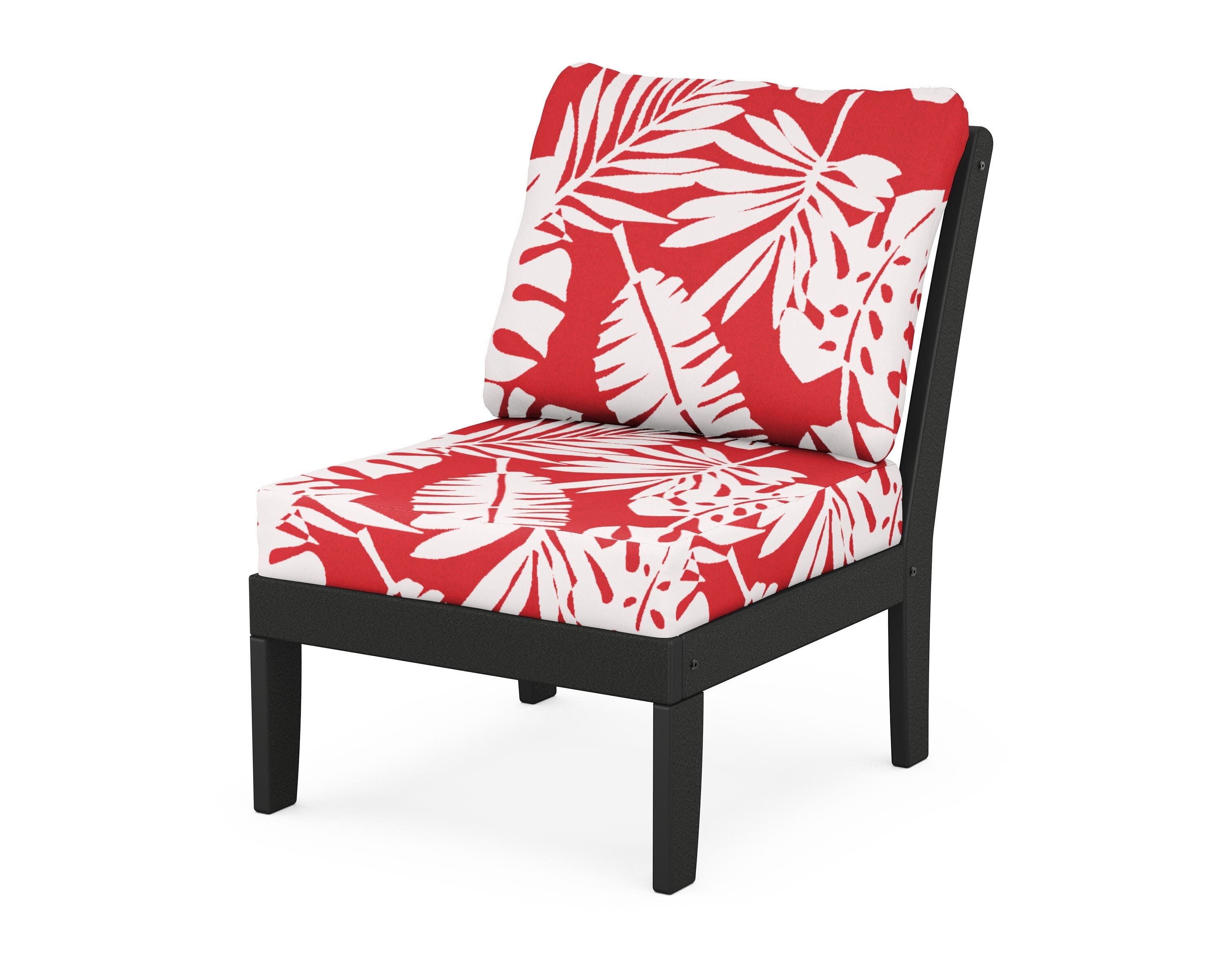 Yacht Club Modular Armless Chair in Charcoal Black / Leaf Crimson
