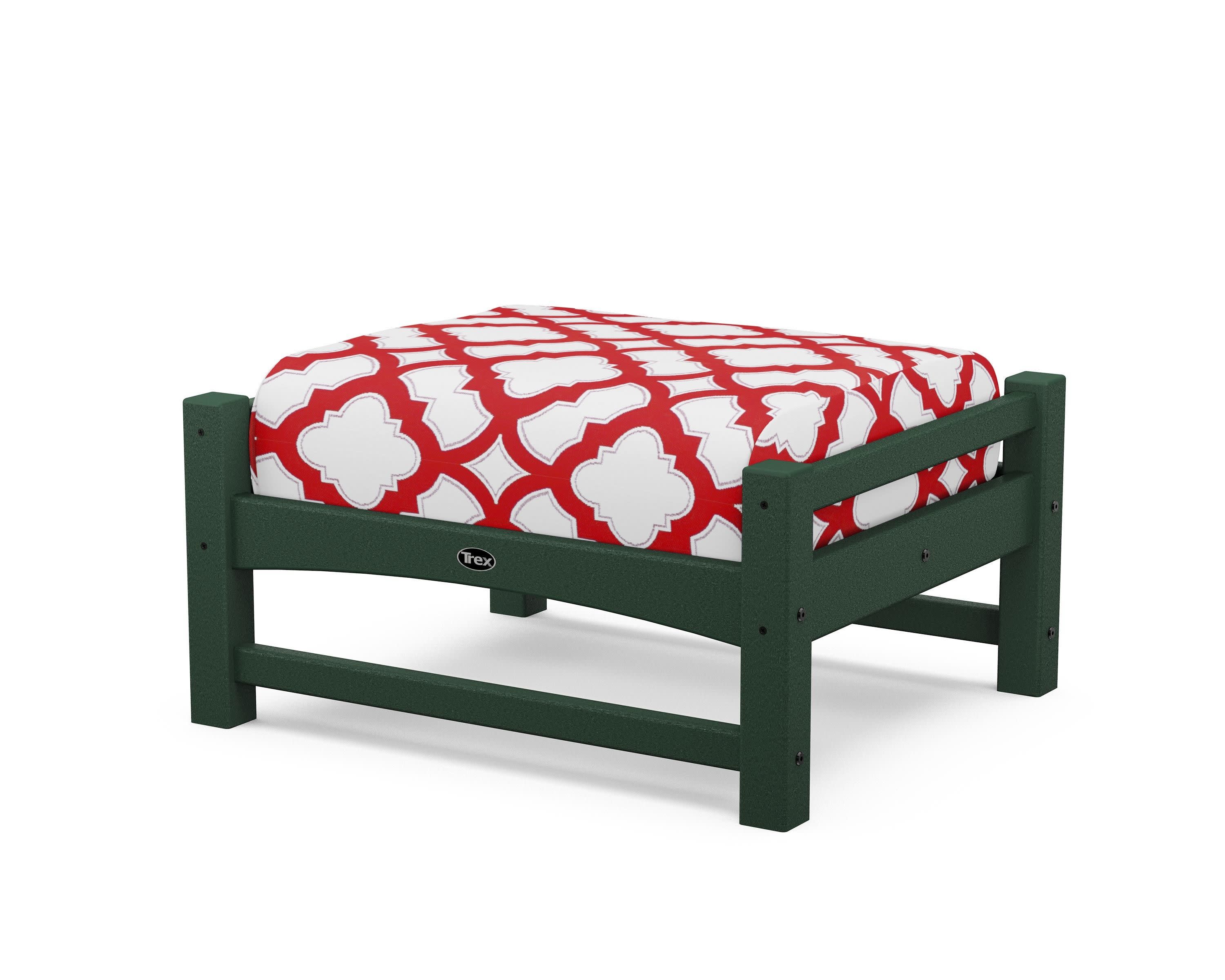 Rockport Club Ottoman in Rainforest Canopy / Trellis Crimson