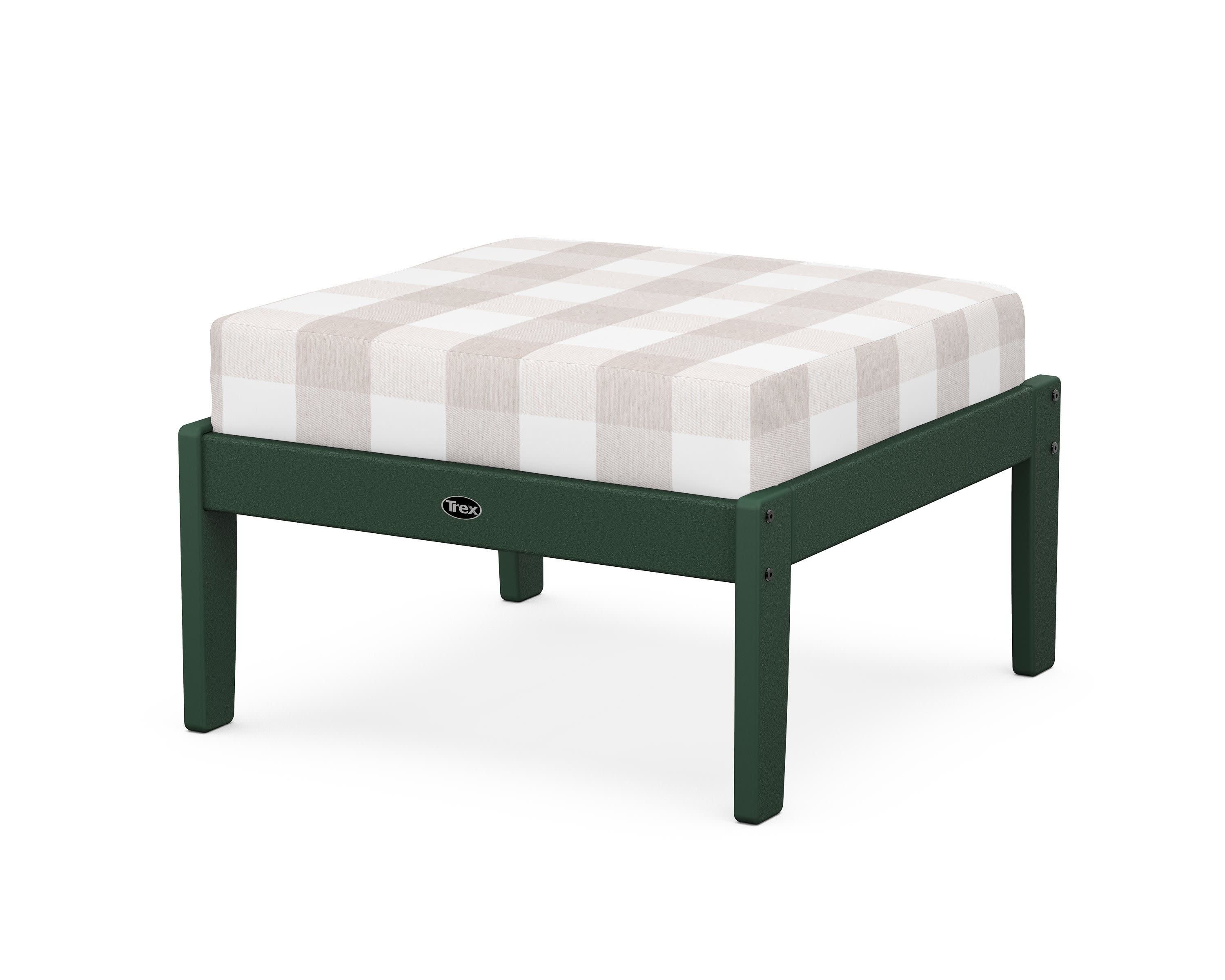 Yacht Club Deep Seating Ottoman in Rainforest Canopy / Buffalo Plaid Dune Burlap