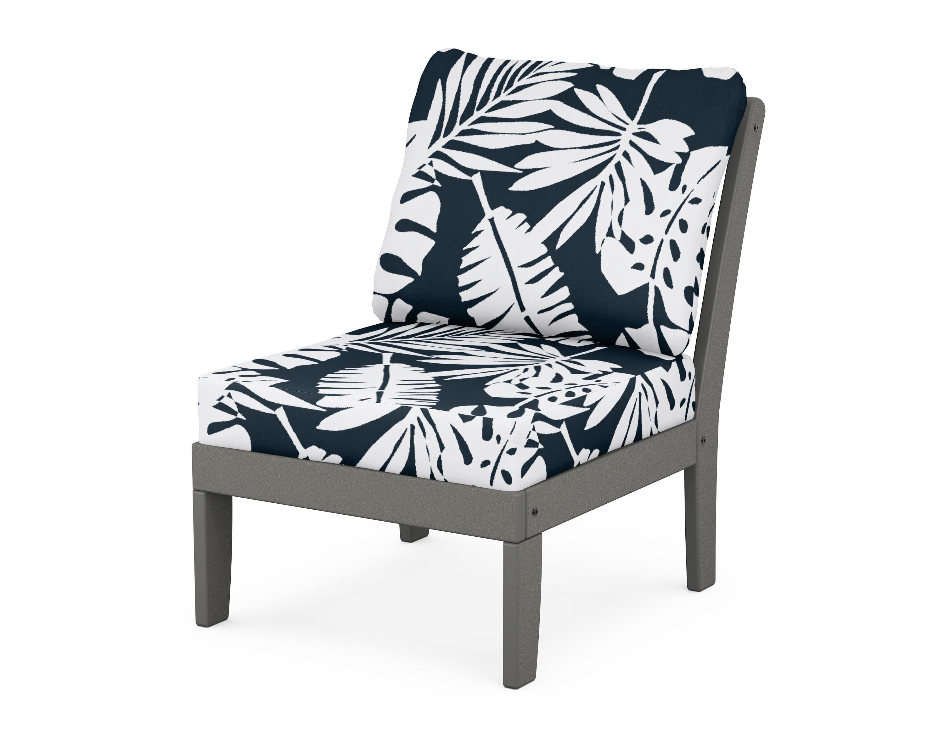 Yacht Club Modular Armless Chair in Stepping Stone / Leaf Marine Indigo