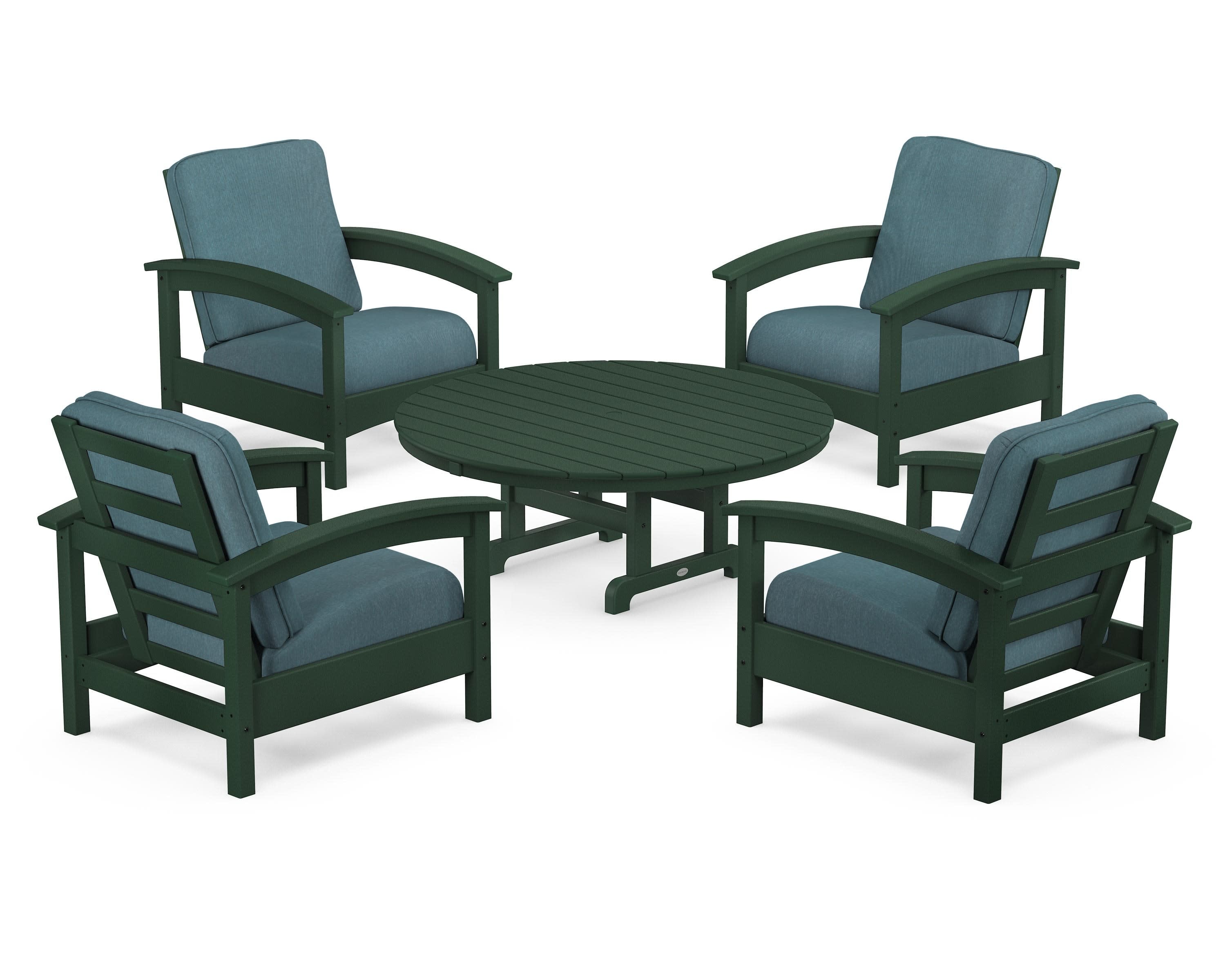 Rockport 5-Piece Deep Seating Set in Rainforest Canopy / Ocean Teal