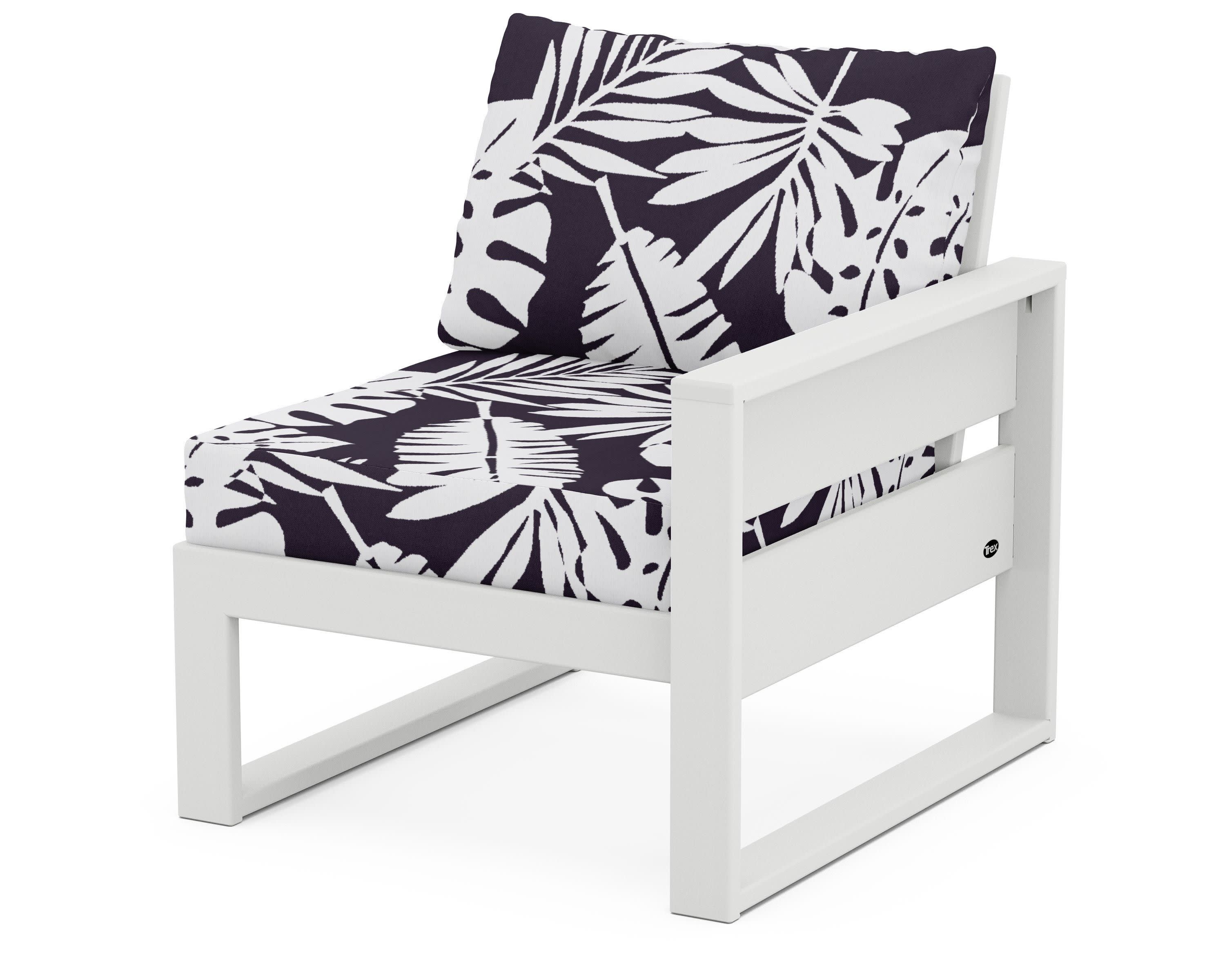 Eastport Modular Right Arm Chair in Classic White / Leaf Navy