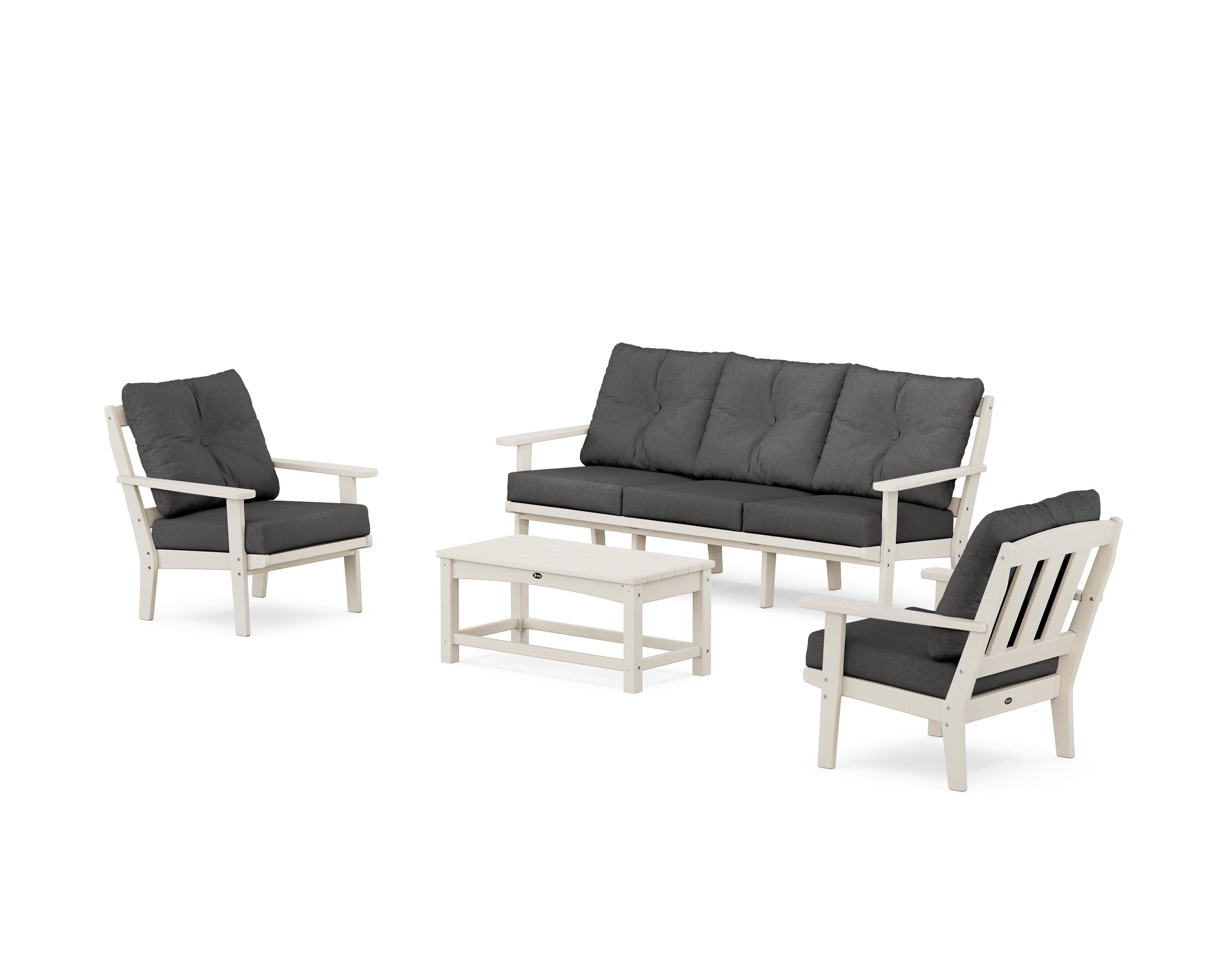 Cape Cod 4-Piece Deep Seating Set with Sofa in Sand Castle / Spectrum Carbon