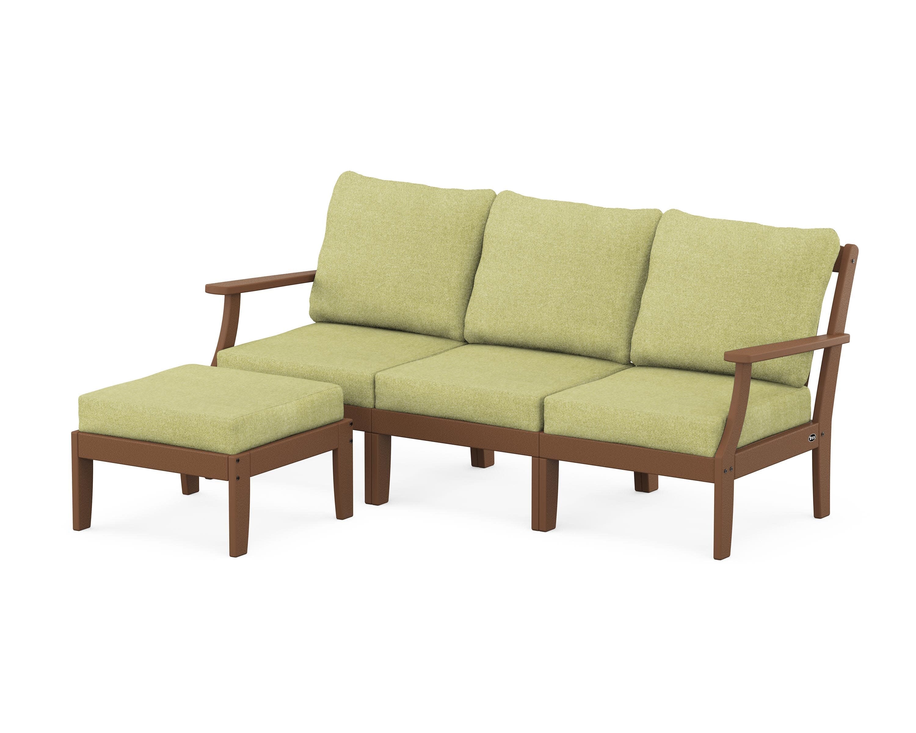 Yacht Club Modular 4-Piece Deep Seating Set with Ottoman in Tree House / Chartreuse Boucle