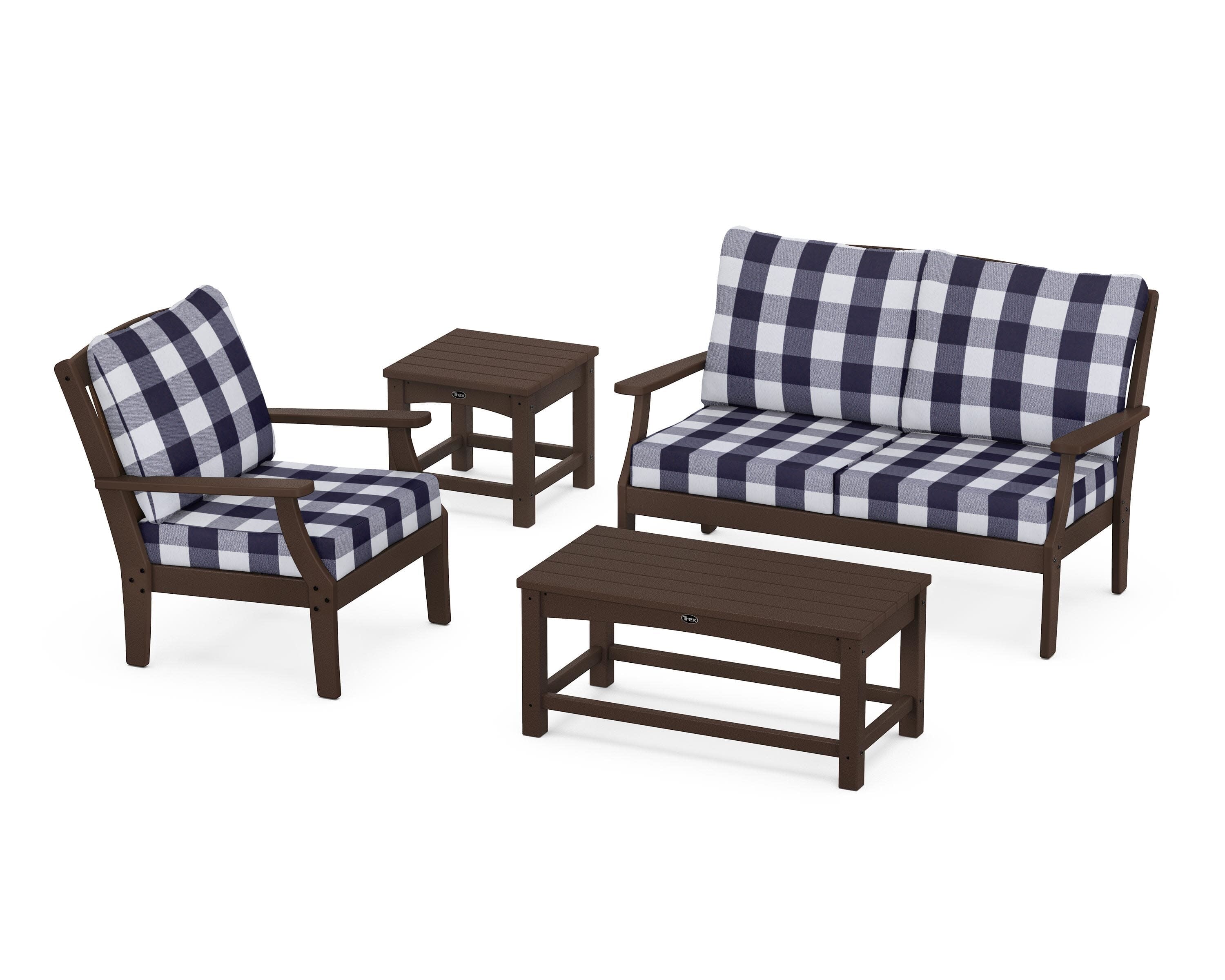 Yacht Club 4-Piece Deep Seating Set in Vintage Lantern / Buffalo Plaid Navy