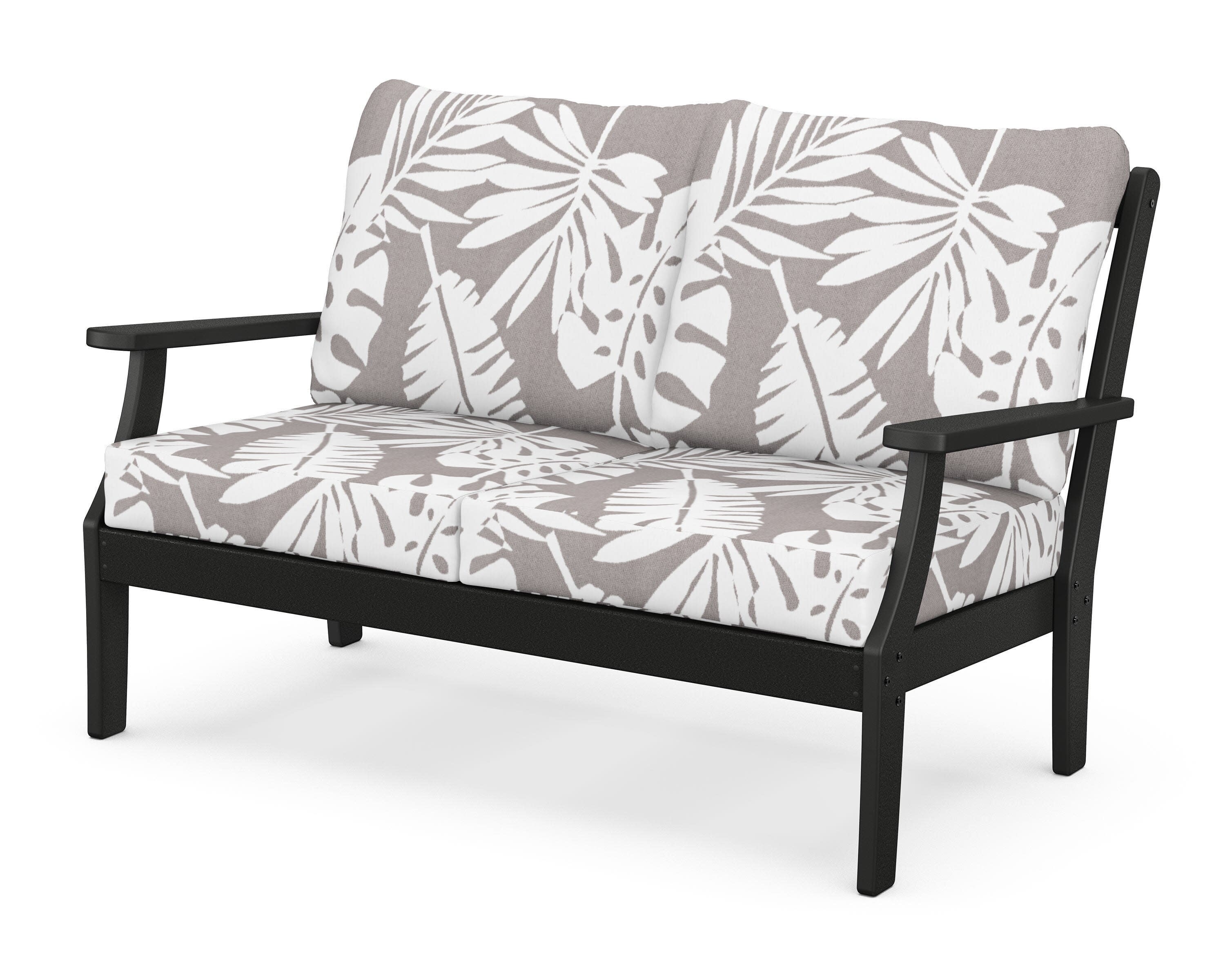 Yacht Club Deep Seating Loveseat in Charcoal Black / Leaf Grey Mist