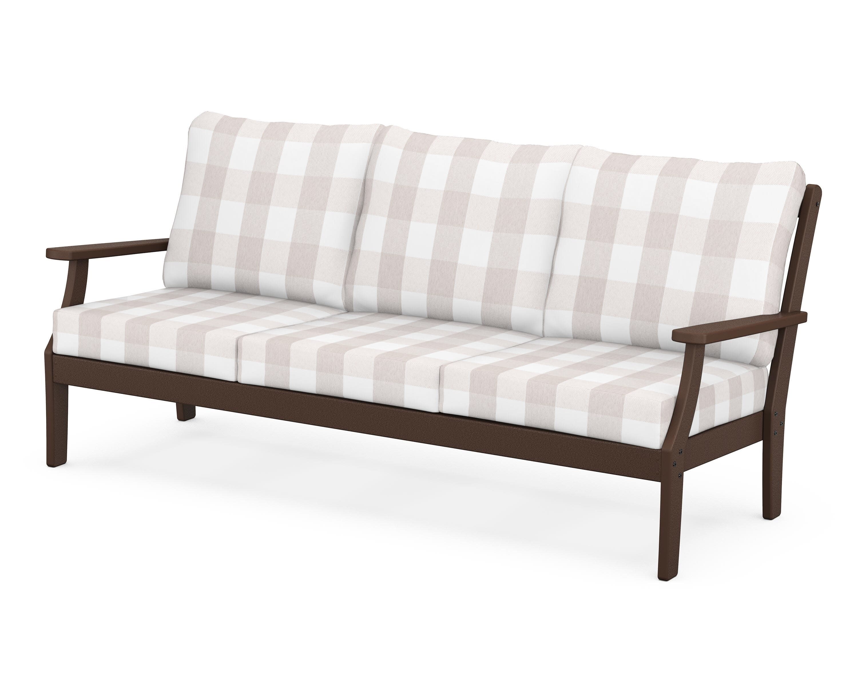 Yacht Club Deep Seating Sofa in Vintage Lantern / Buffalo Plaid Dune Burlap