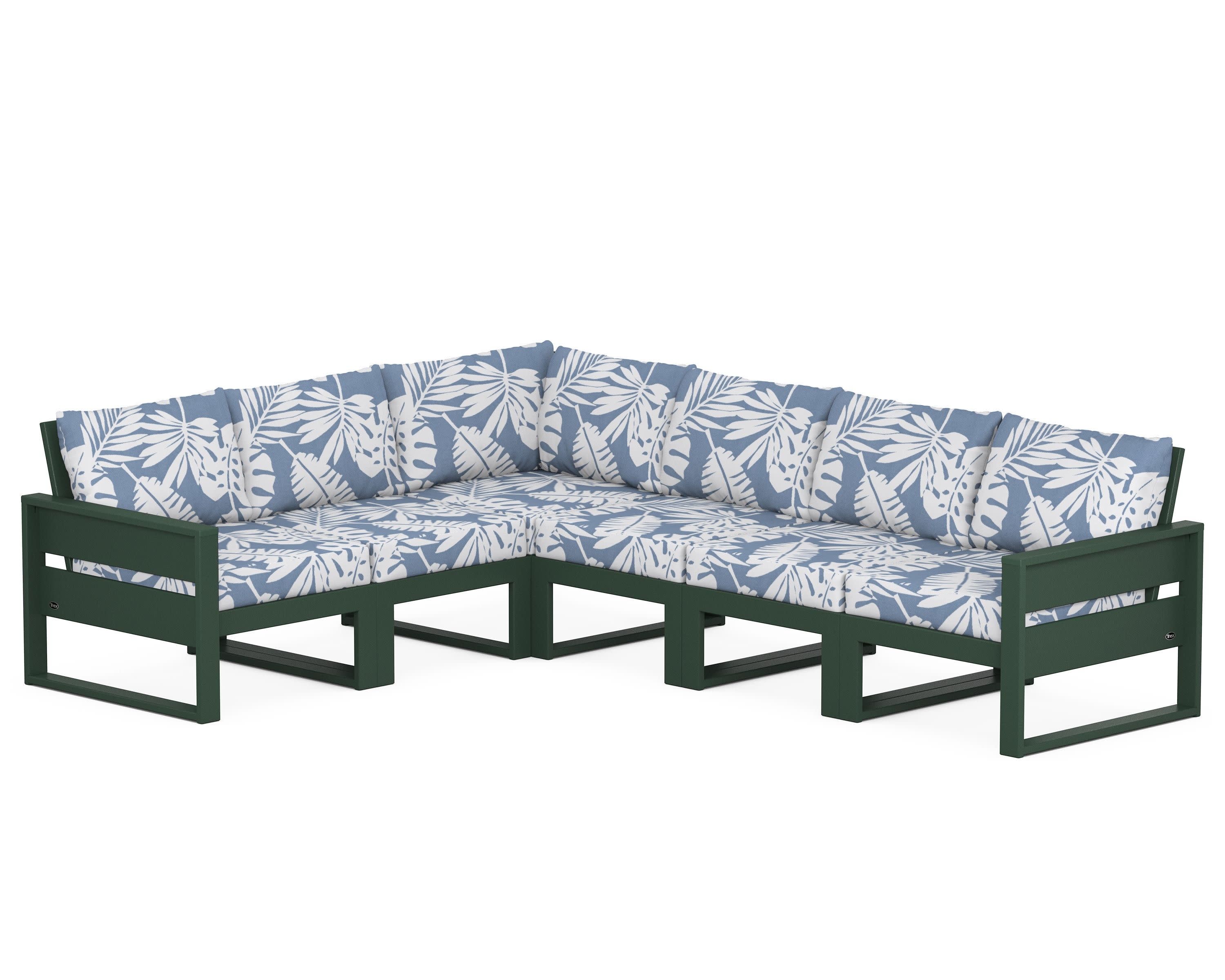 Eastport 6-Piece Sectional in Rainforest Canopy / Leaf Sky Blue