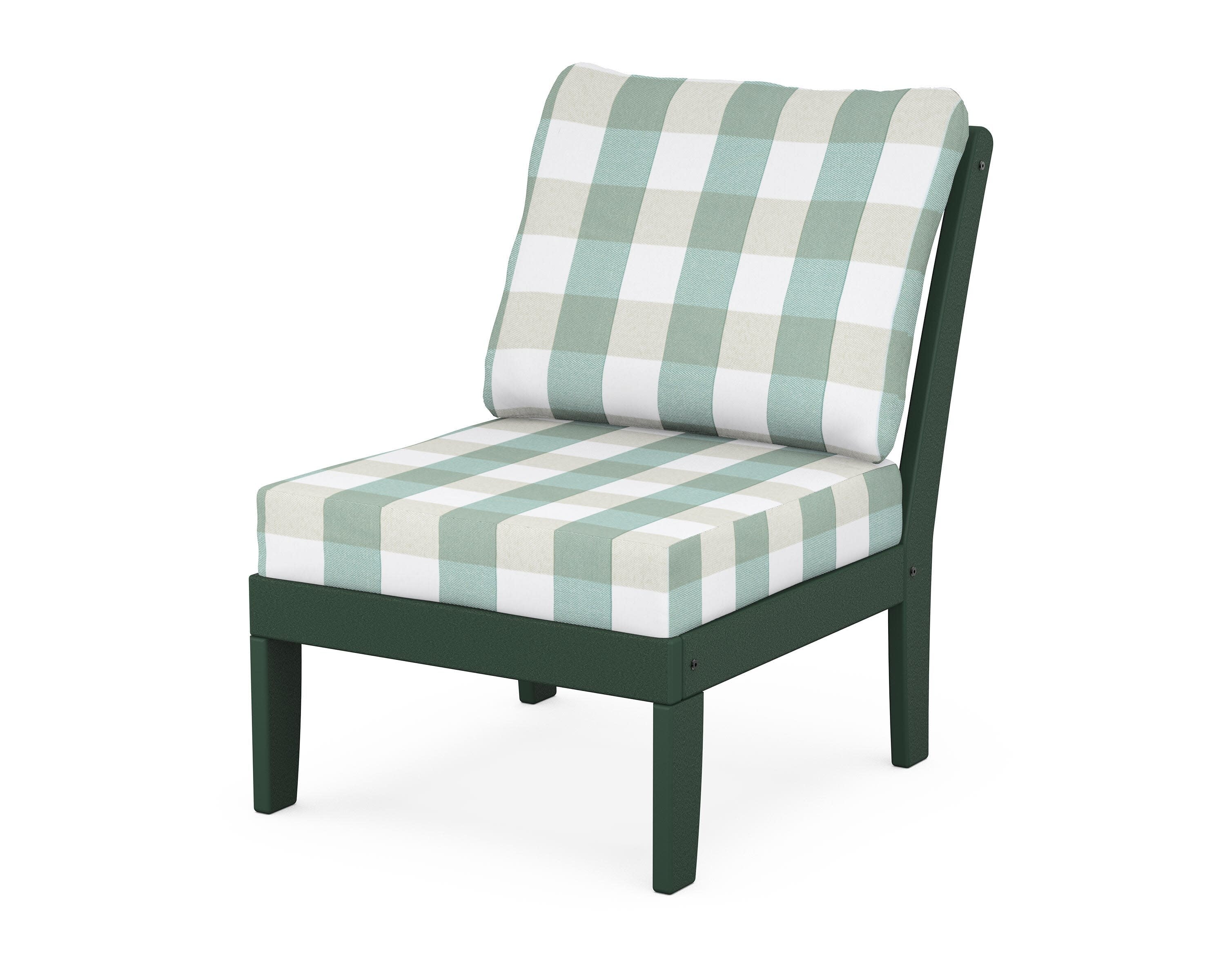Yacht Club Modular Armless Chair in Rainforest Canopy / Buffalo Plaid Glacier Spa