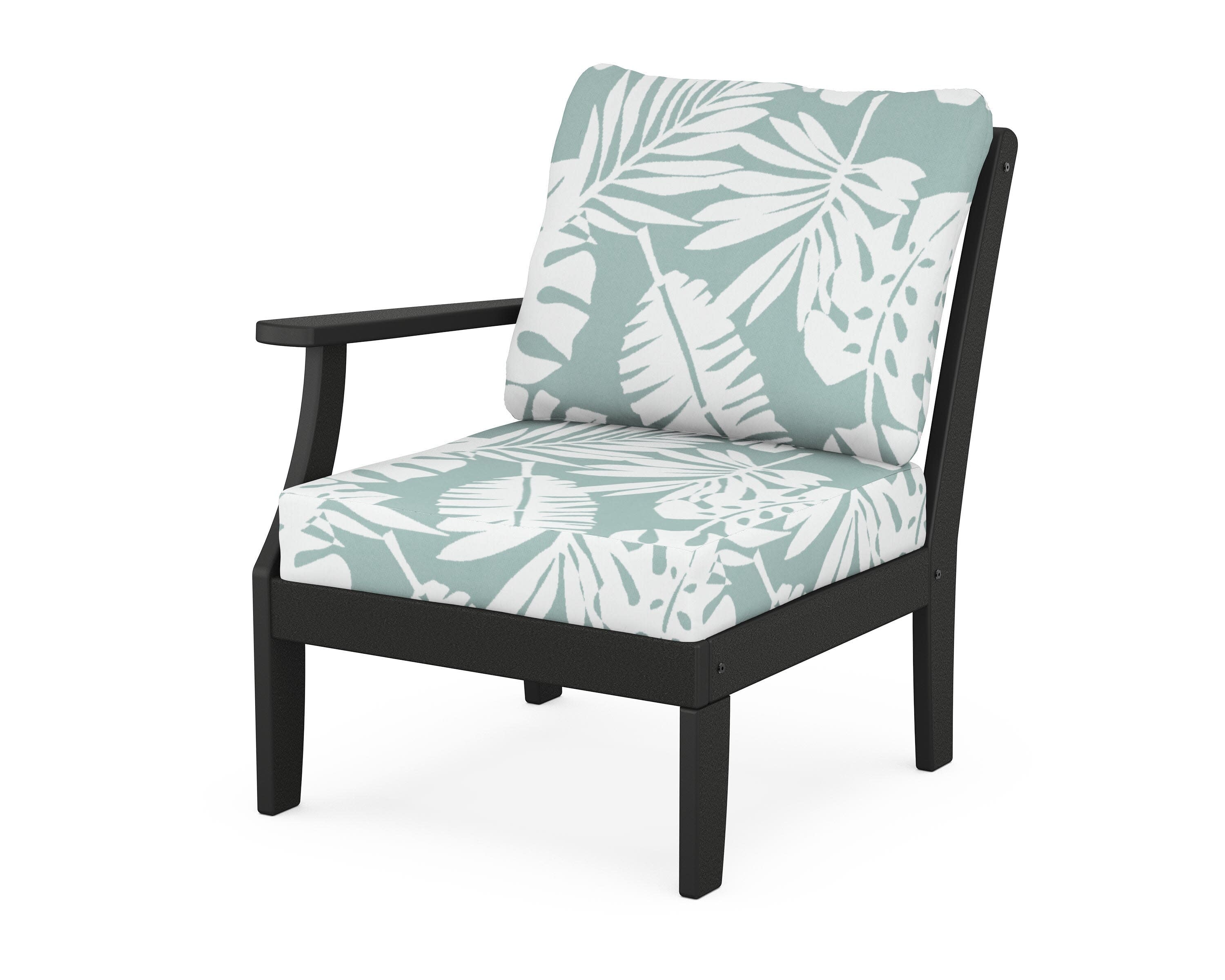 Yacht Club Modular Left Arm Chair in Charcoal Black / Leaf Glacier Spa