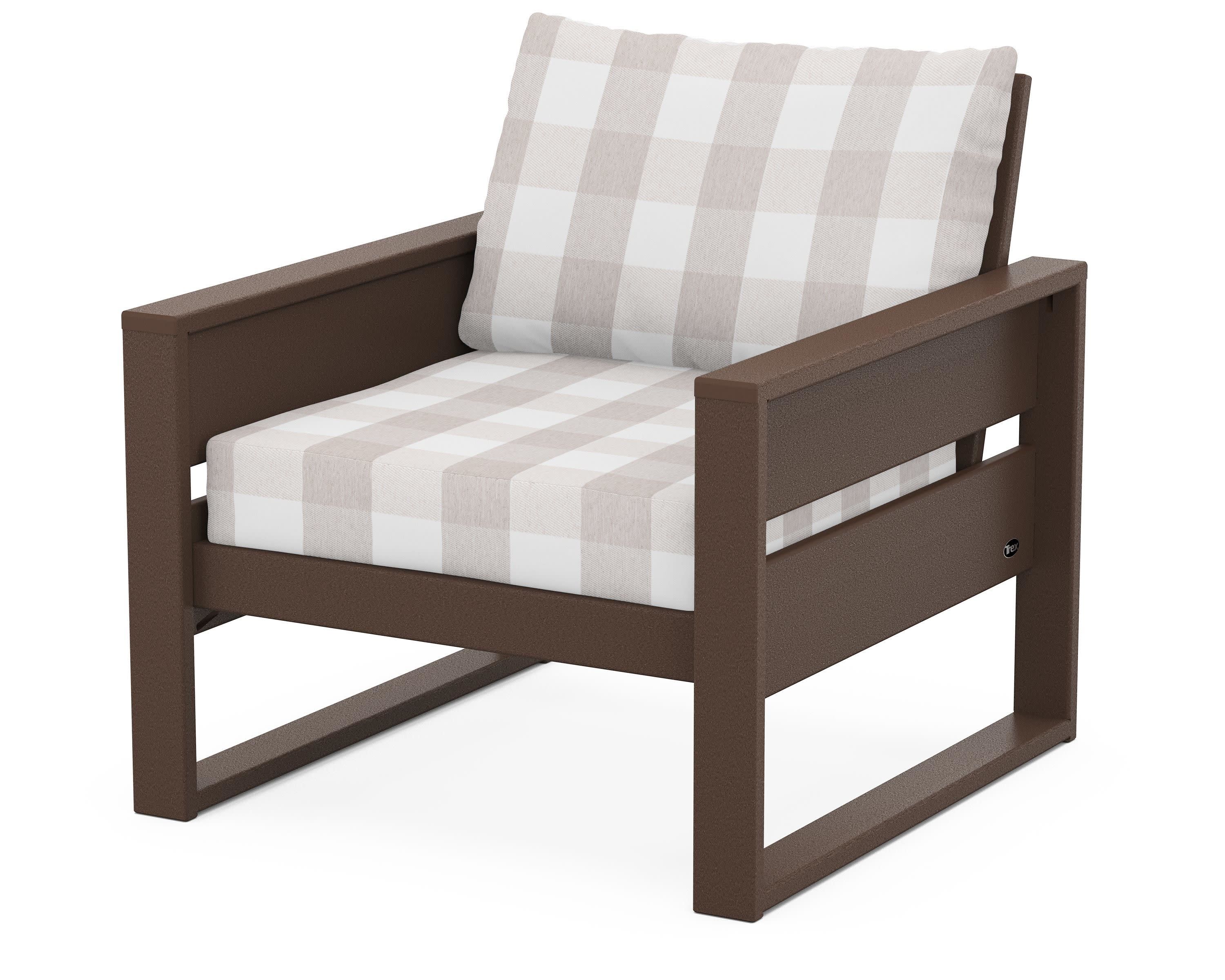 Eastport Club Chair in Vintage Lantern / Buffalo Plaid Dune Burlap