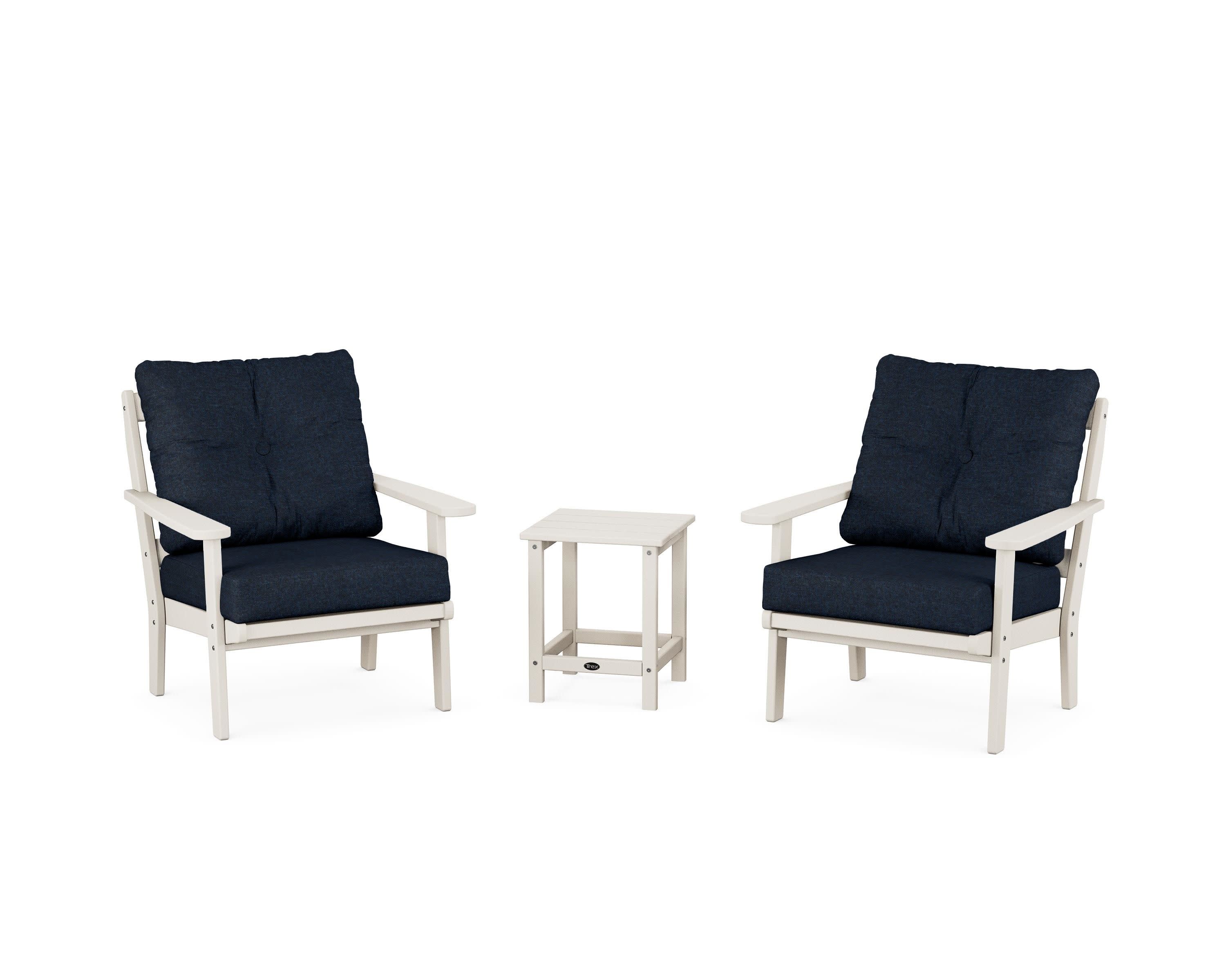 Cape Cod 3-Piece Deep Seating Set in Sand Castle / Marine Indigo