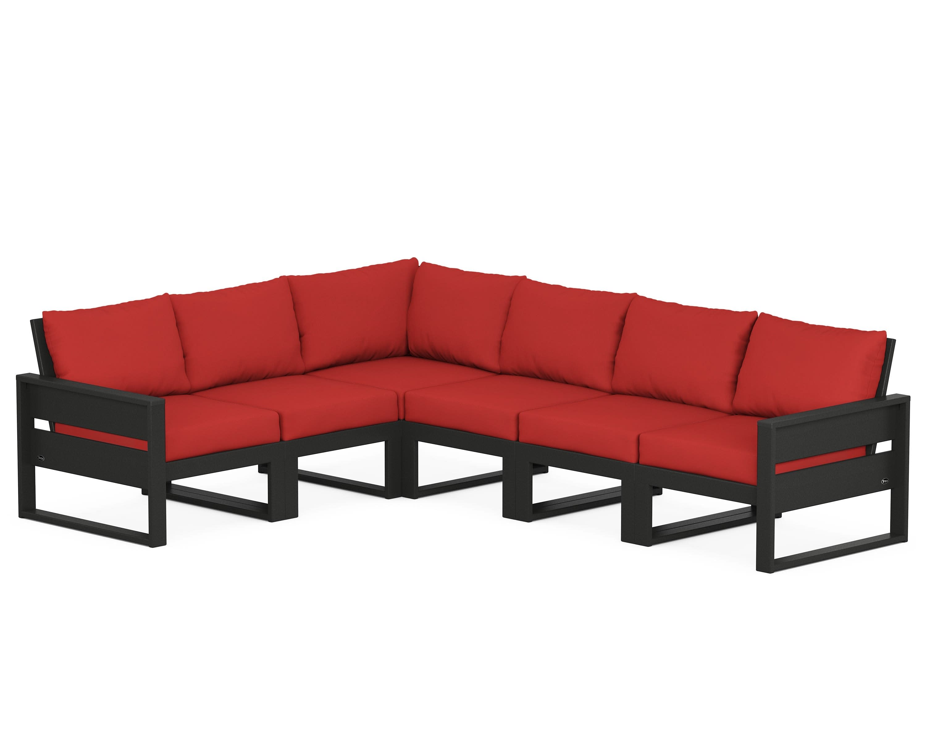 Eastport 6-Piece Sectional in Charcoal Black / Crimson Linen