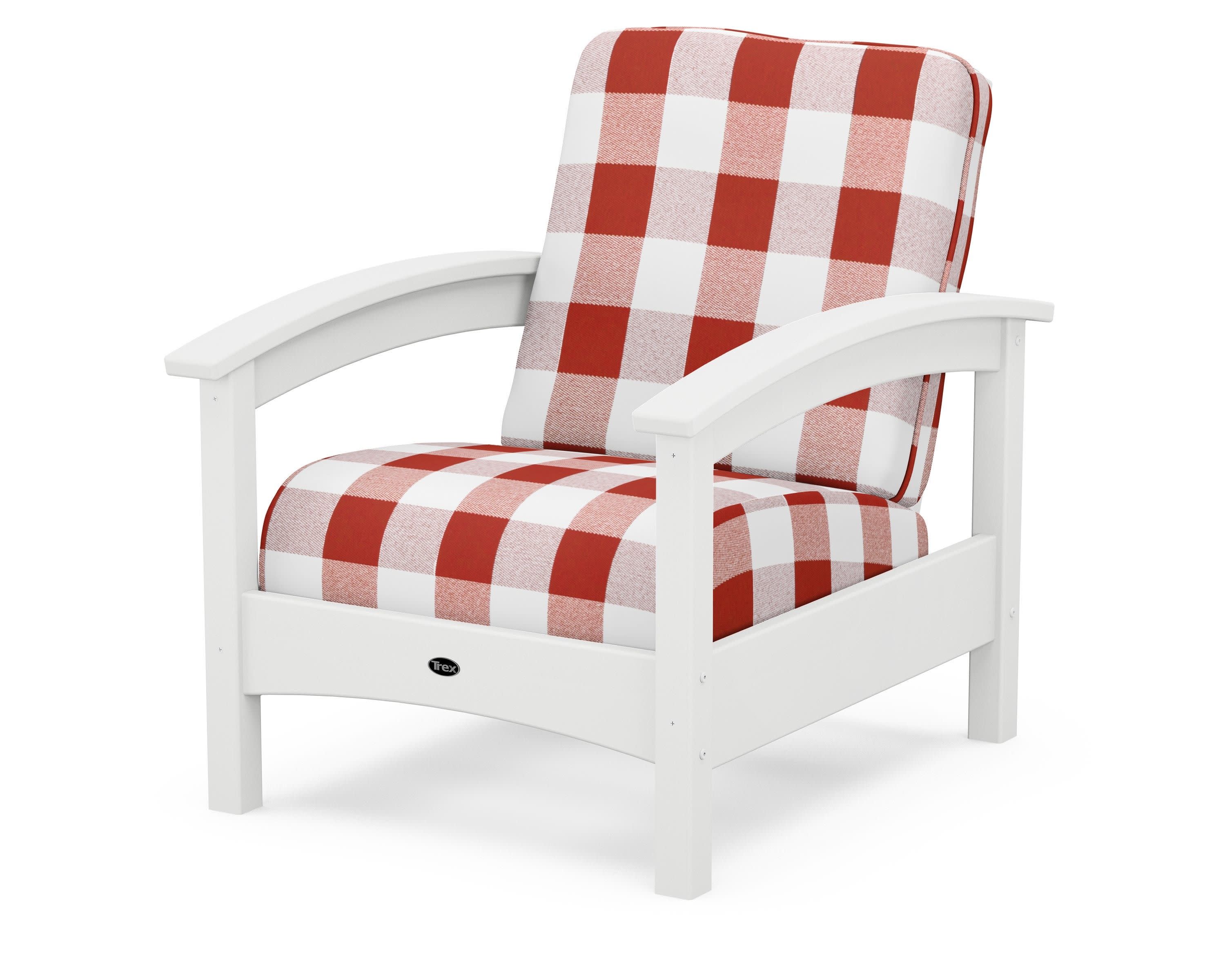 Rockport Club Chair in Classic White / Buffalo Plaid Crimson