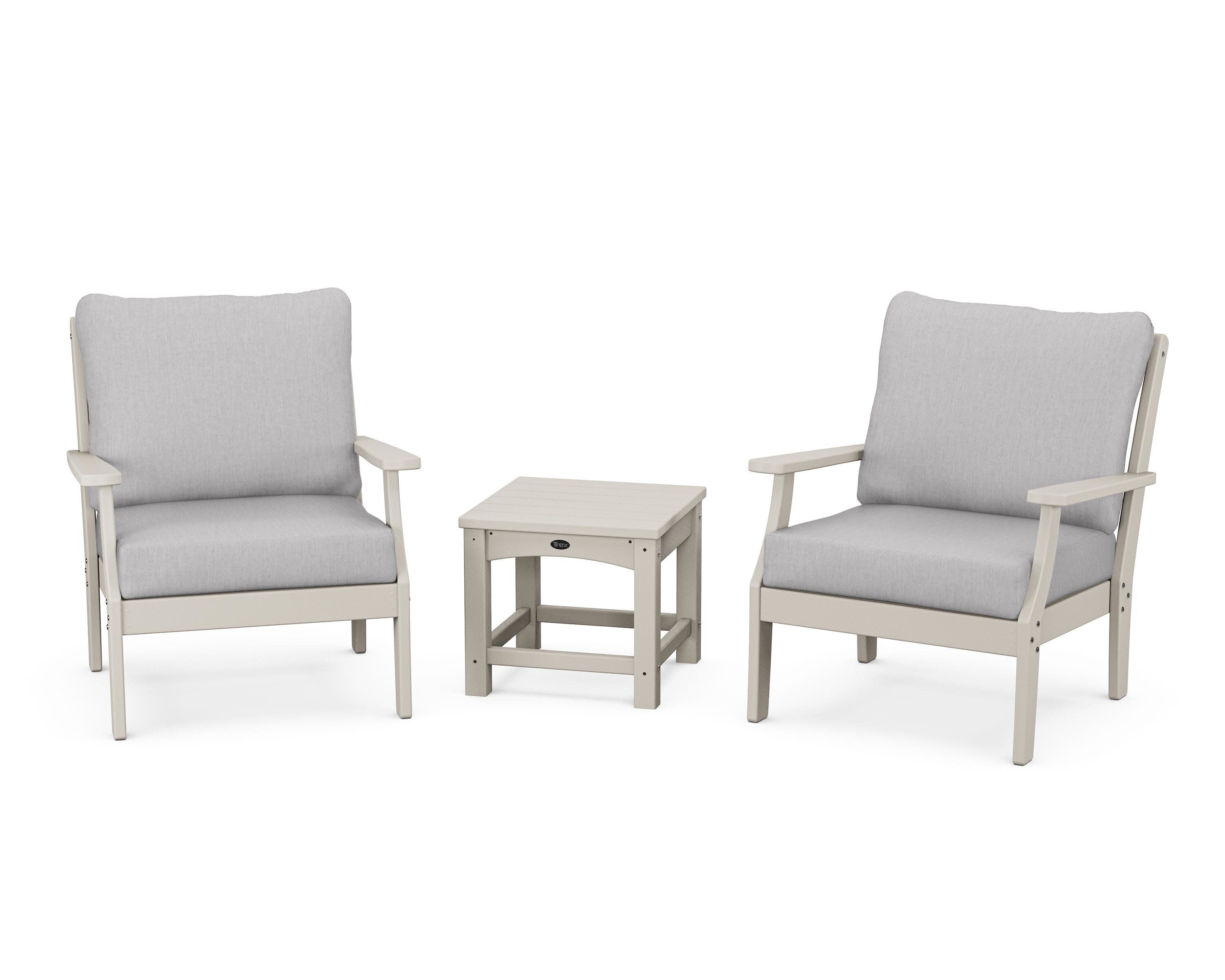 Yacht Club 3-Piece Deep Seating Set in Sand Castle / Granite