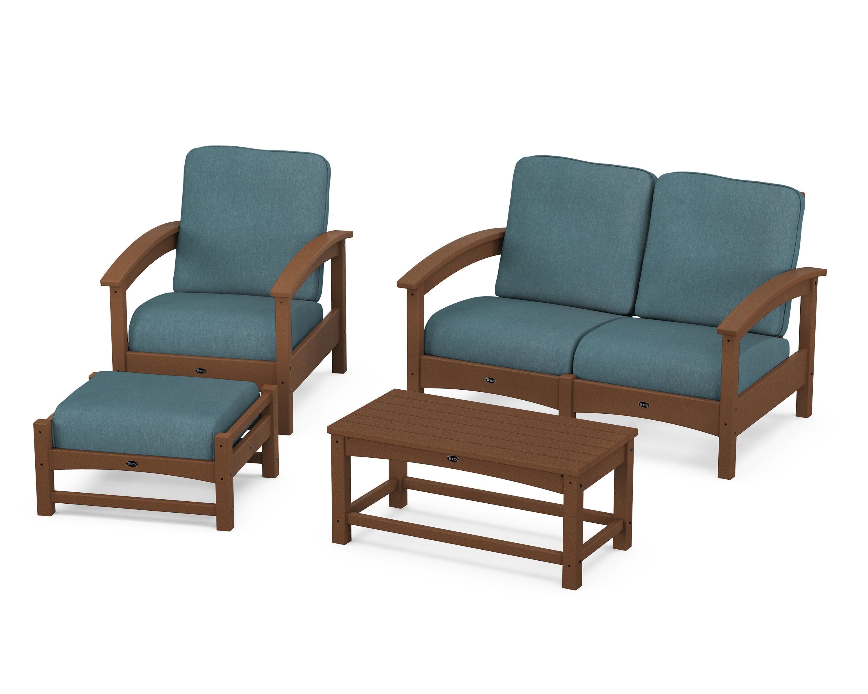 Rockport 4-Piece Deep Seating Conversation Group in Tree House / Ocean Teal