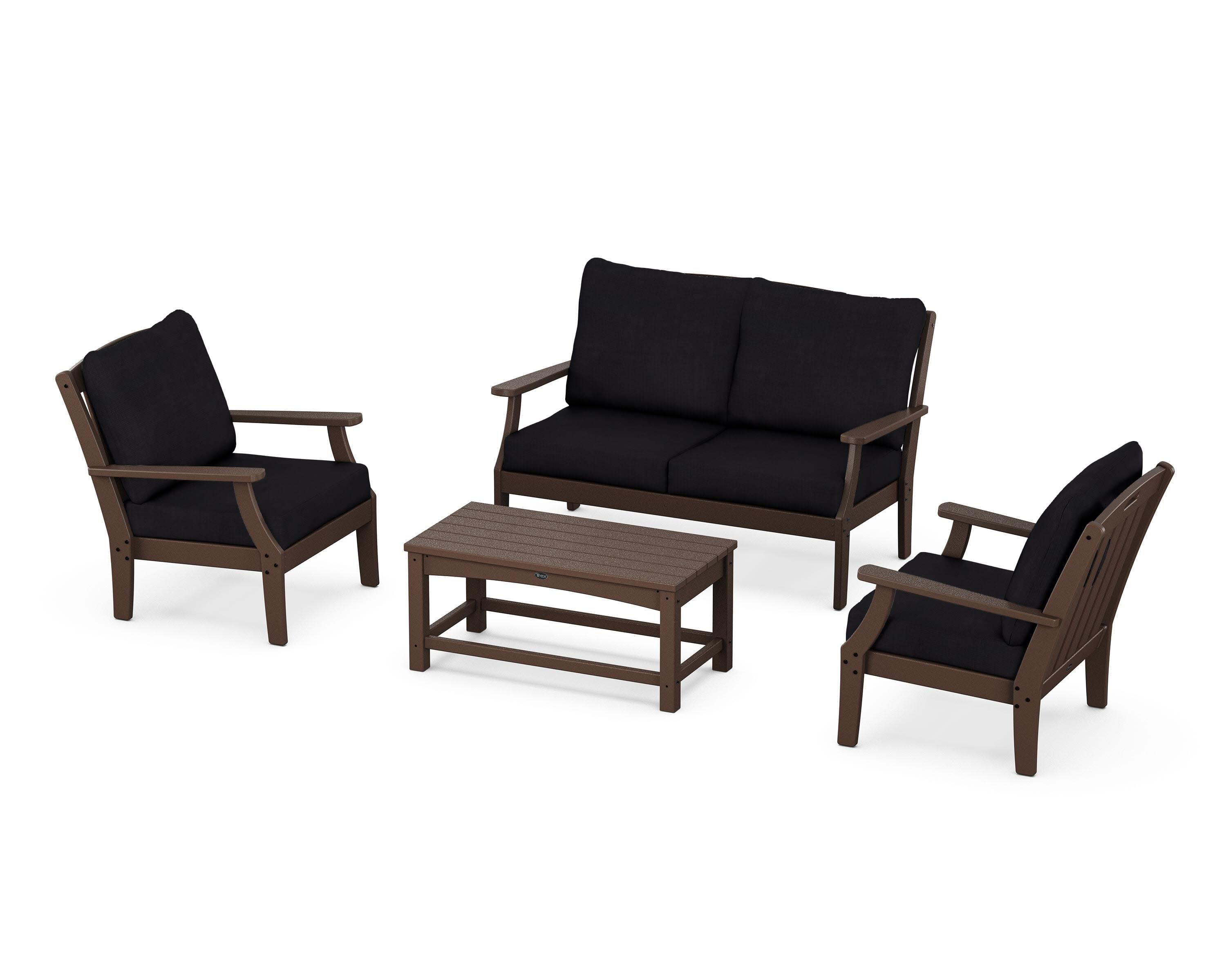 Yacht Club 4-Piece Deep Seating Chair Set in Vintage Lantern / Midnight Linen