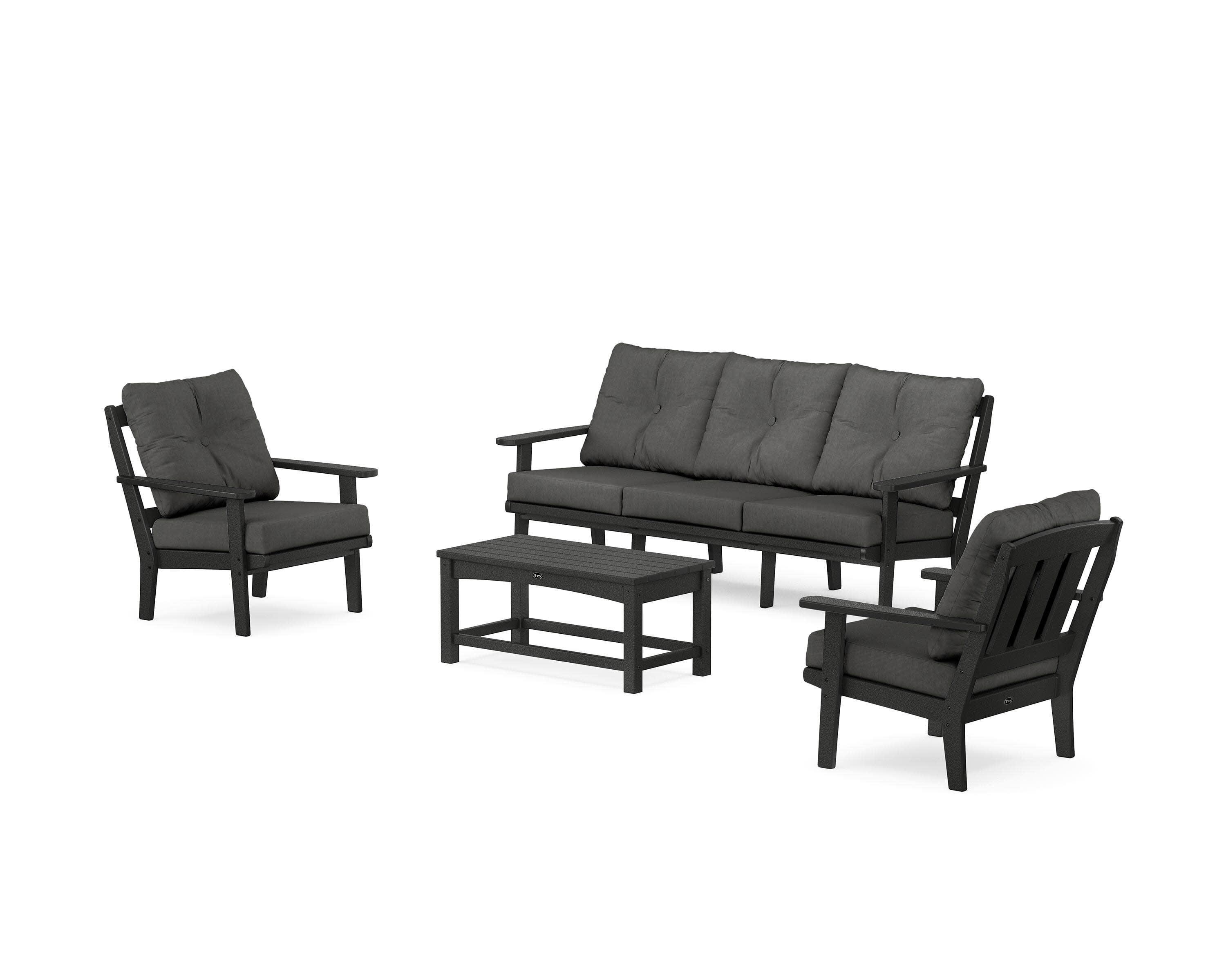 Cape Cod 4-Piece Deep Seating Set with Sofa in Charcoal Black / Spectrum Carbon