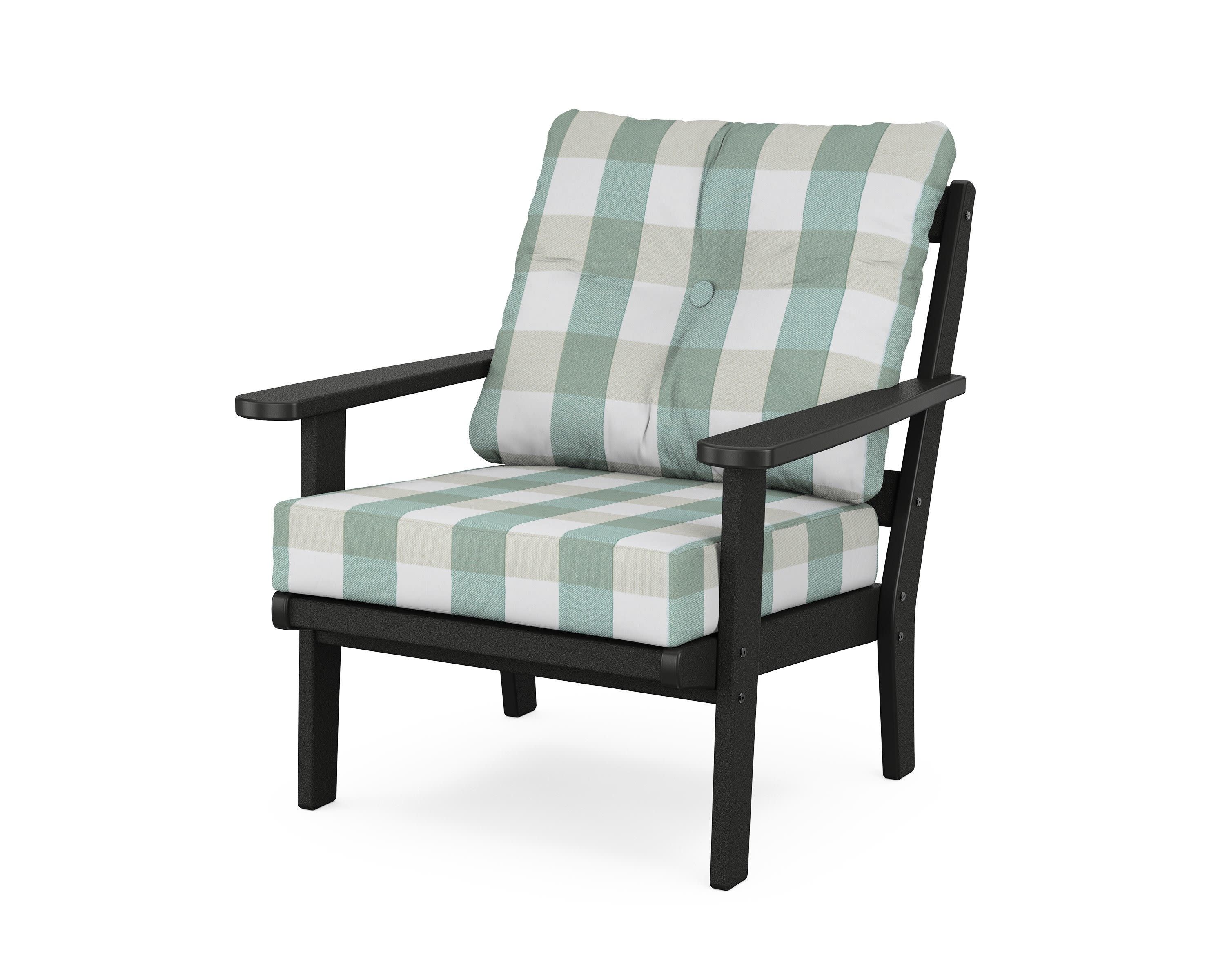 Cape Cod Deep Seating Chair in Charcoal Black / Buffalo Plaid Glacier Spa