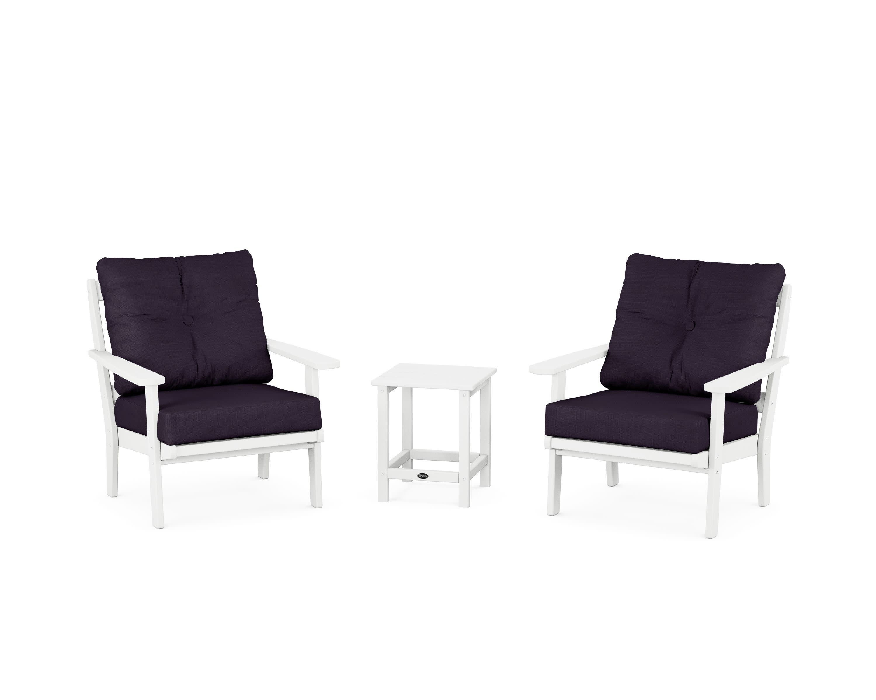 Cape Cod 3-Piece Deep Seating Set in Classic White / Navy Linen