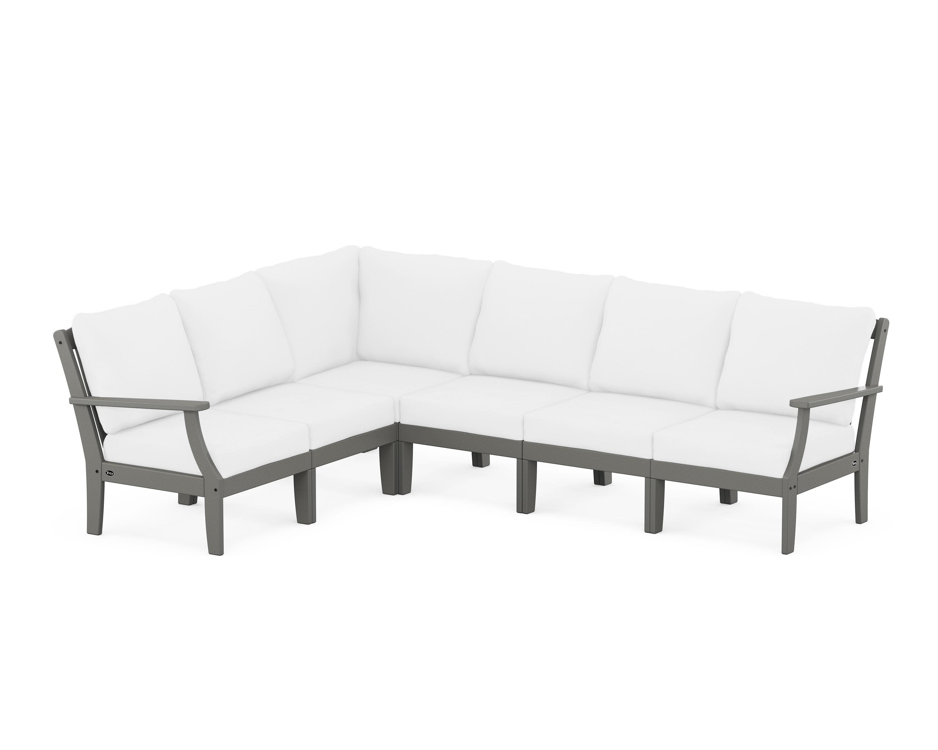 Yacht Club Modular 6-Piece Deep Seating Set in Stepping Stone / Natural