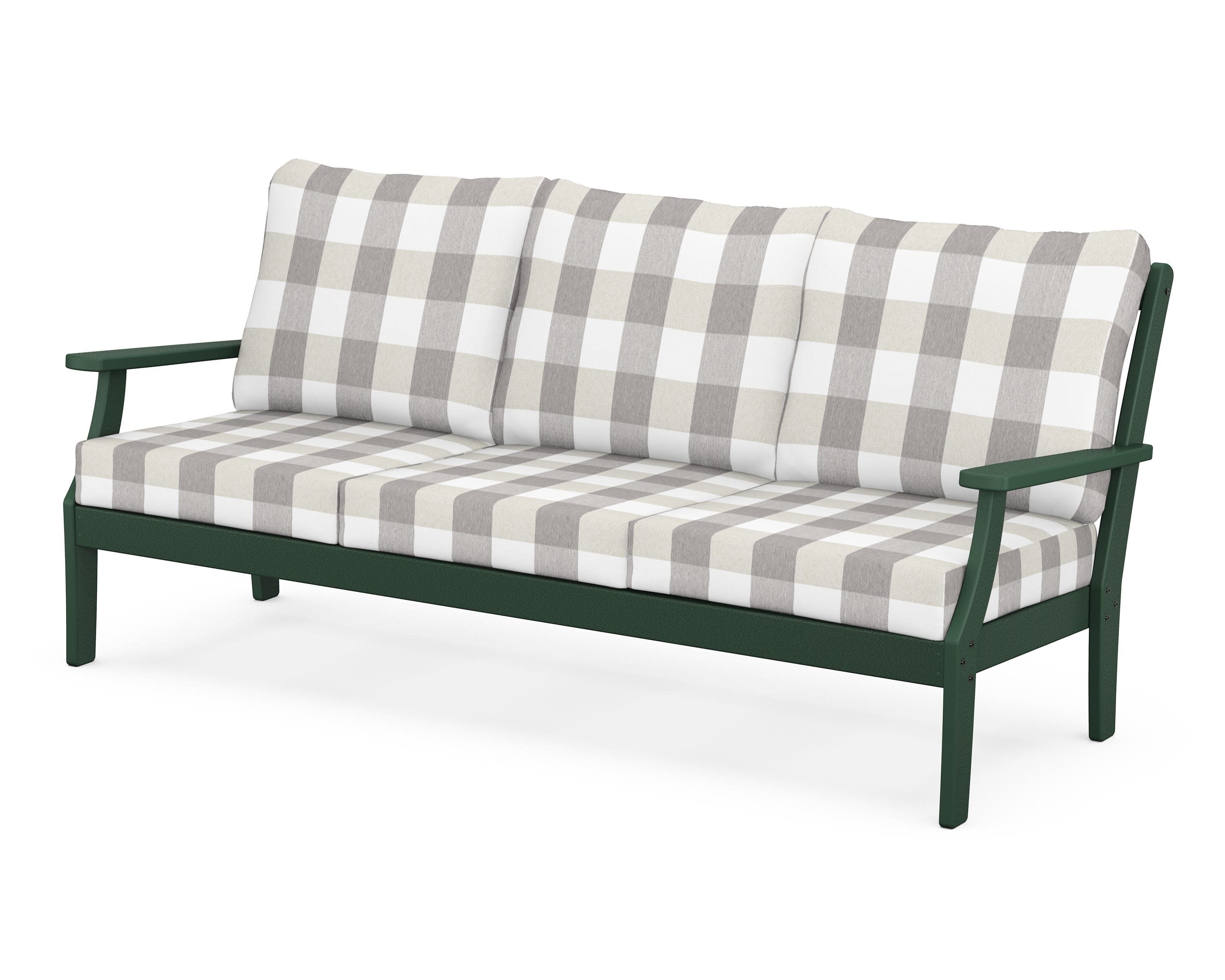 Yacht Club Deep Seating Sofa in Rainforest Canopy / Buffalo Plaid Grey Mist