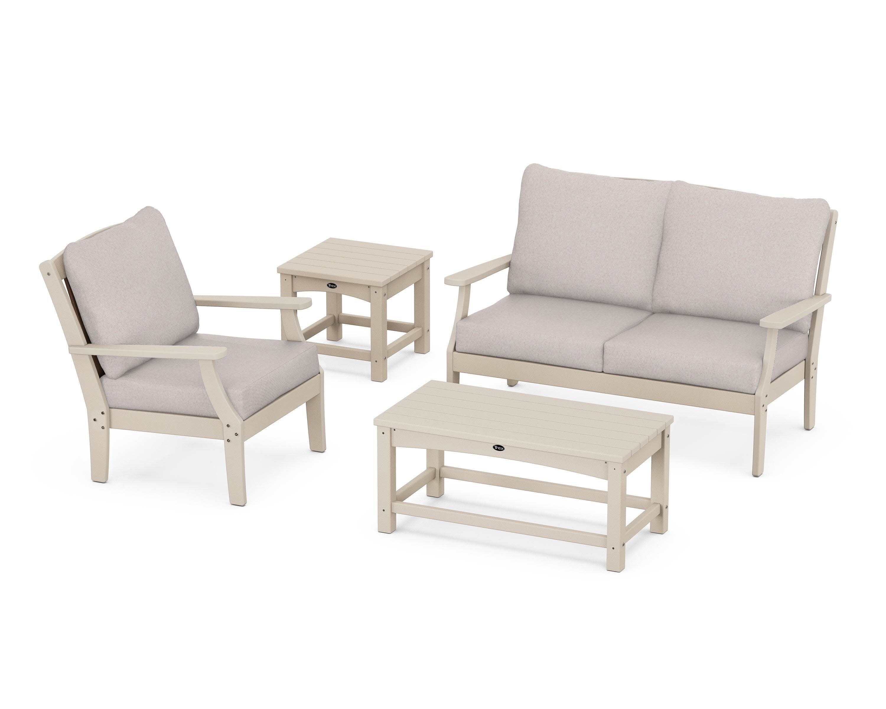 Yacht Club 4-Piece Deep Seating Set in Sand Castle / Dune Burlap