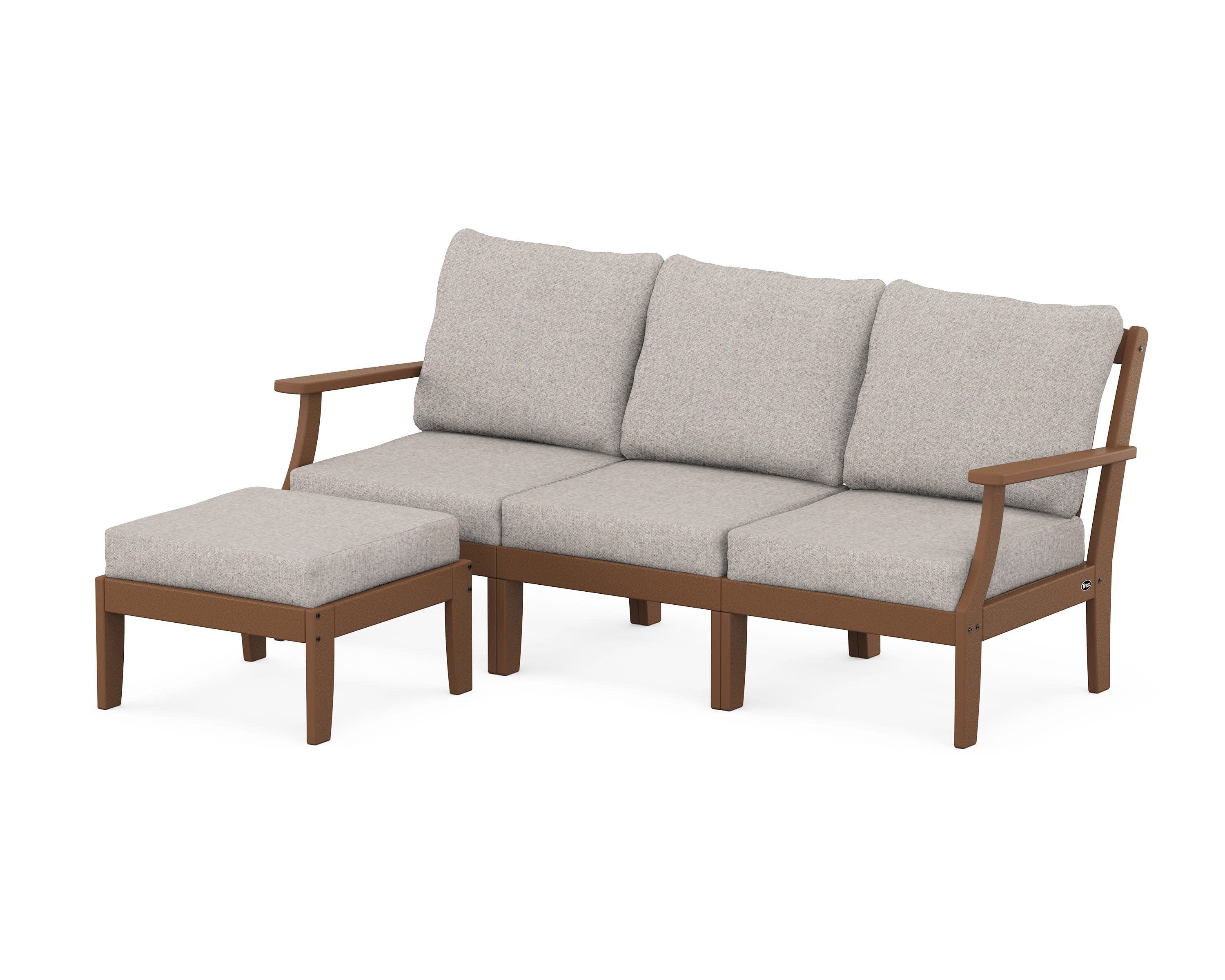 Yacht Club Modular 4-Piece Deep Seating Set with Ottoman in Tree House / Weathered Tweed