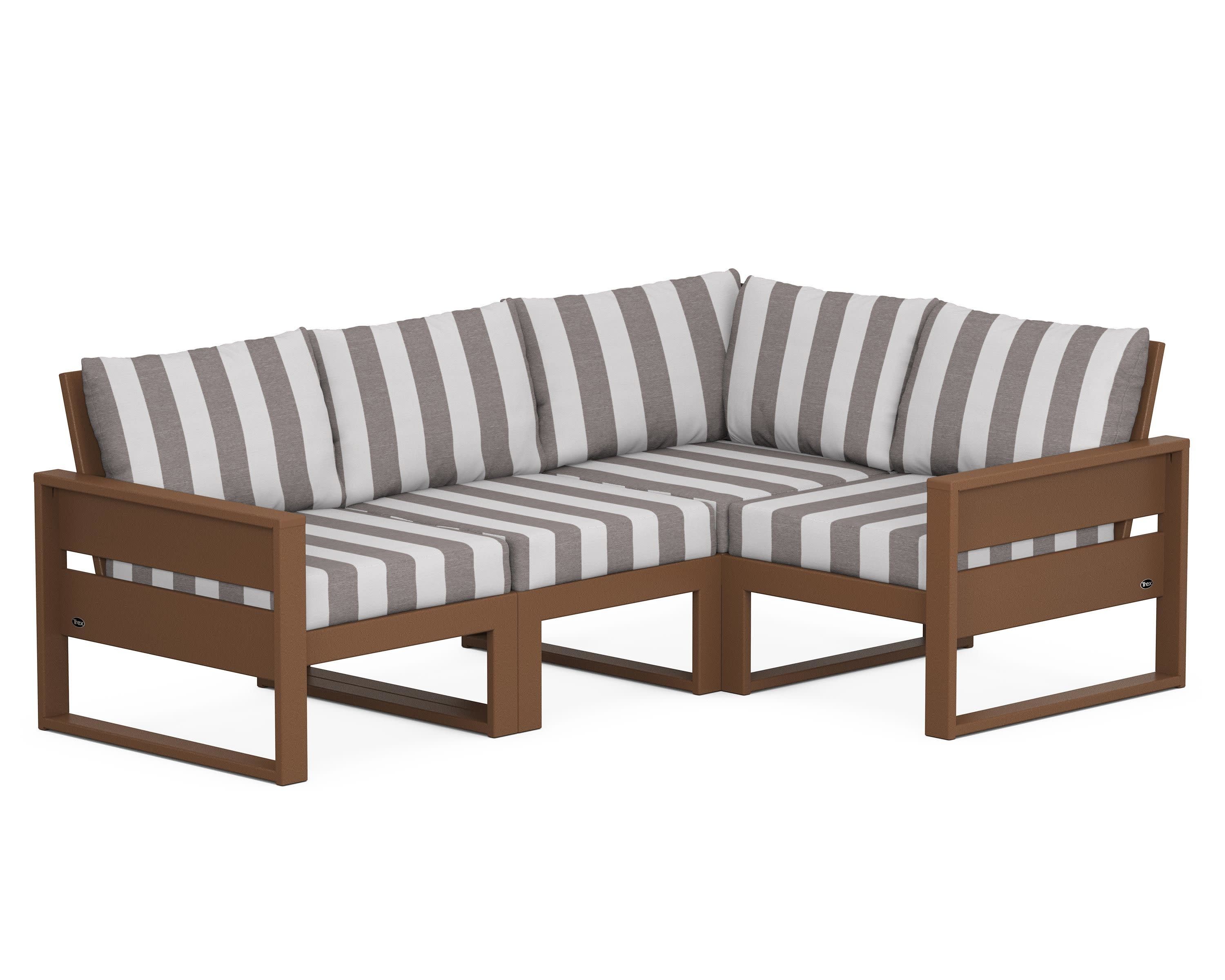 Eastport 4- Piece Sectional in Tree House / Cabana Stripe Grey Mist