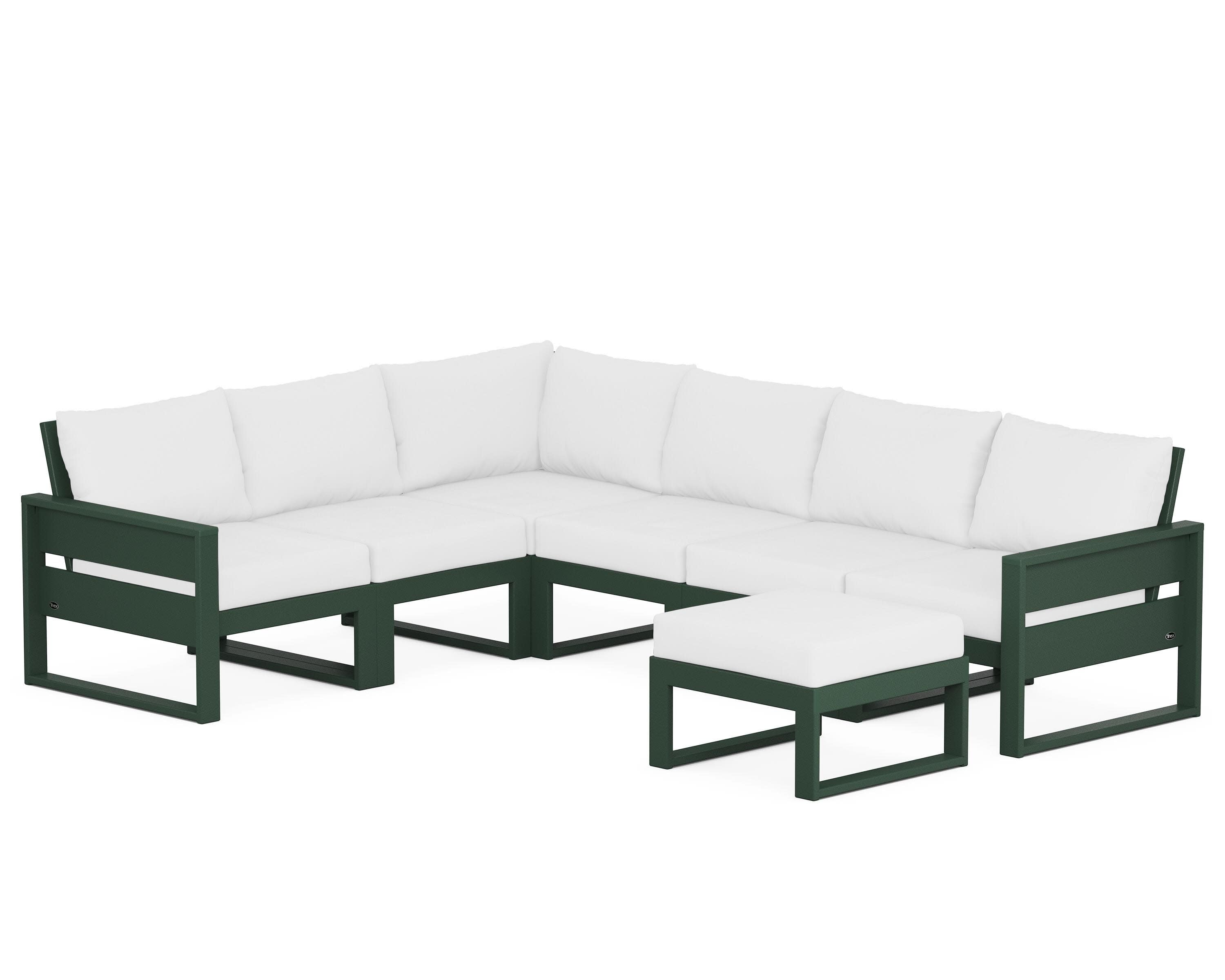 Eastport 6-Piece Sectional with Ottoman in Rainforest Canopy / Natural
