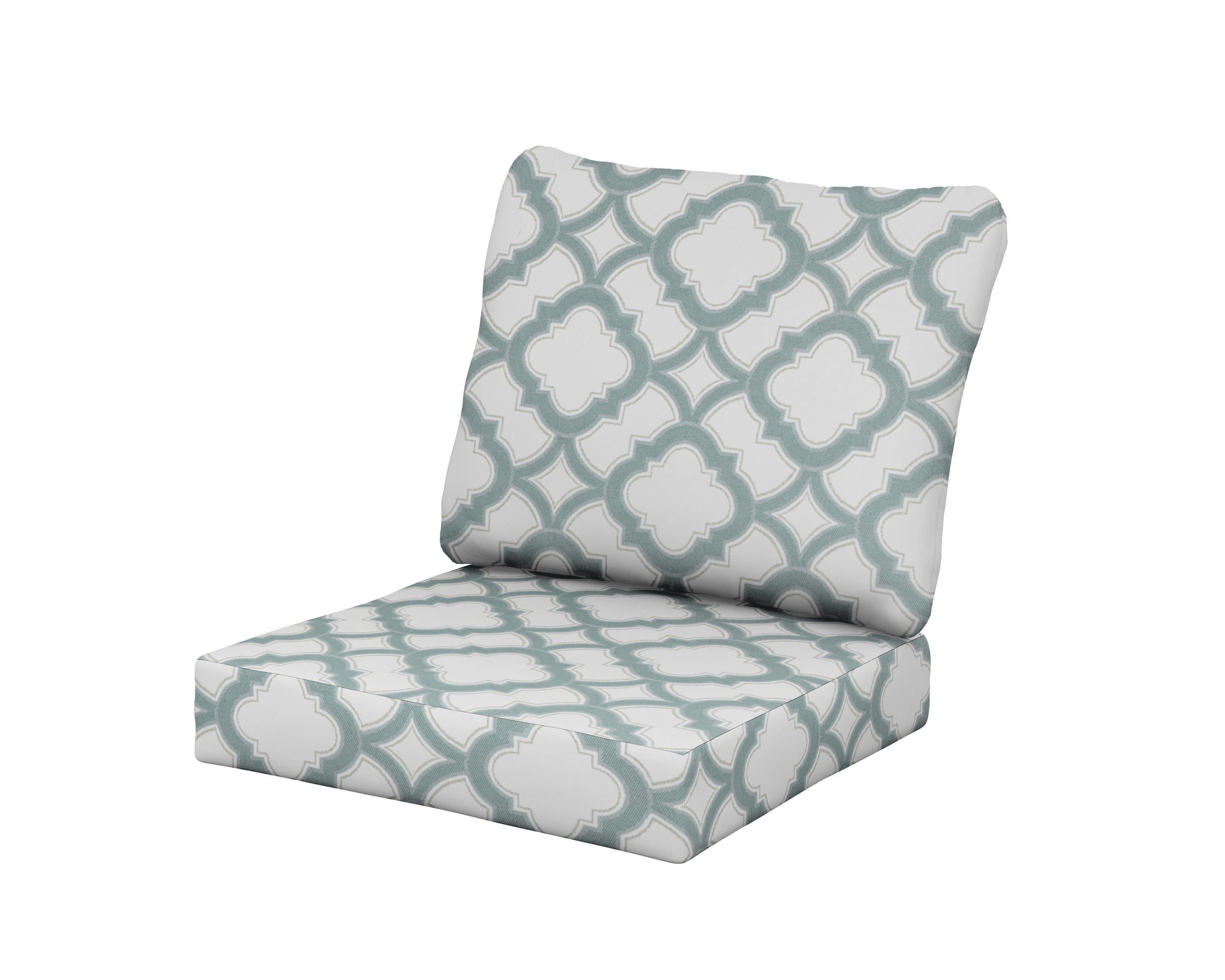 Baffle Seat/Back Cushion in Trellis Glacier Spa