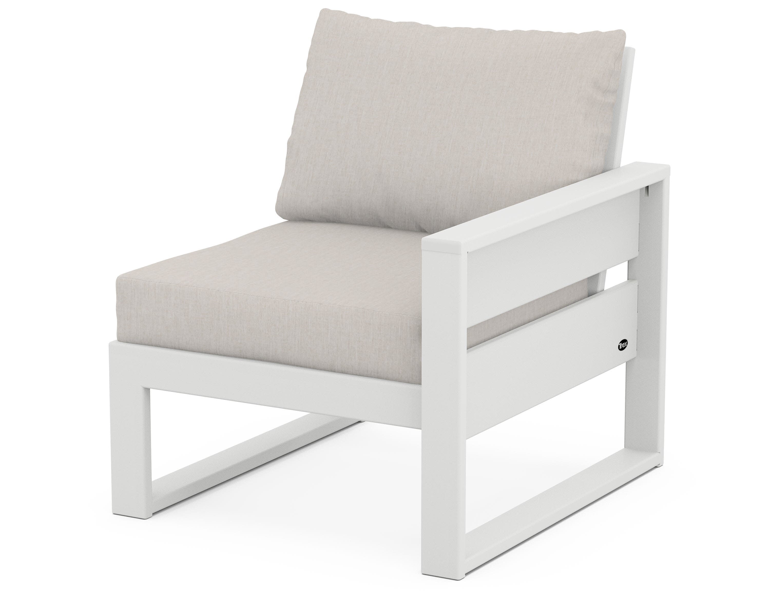 Eastport Modular Right Arm Chair in Classic White / Cast Ash