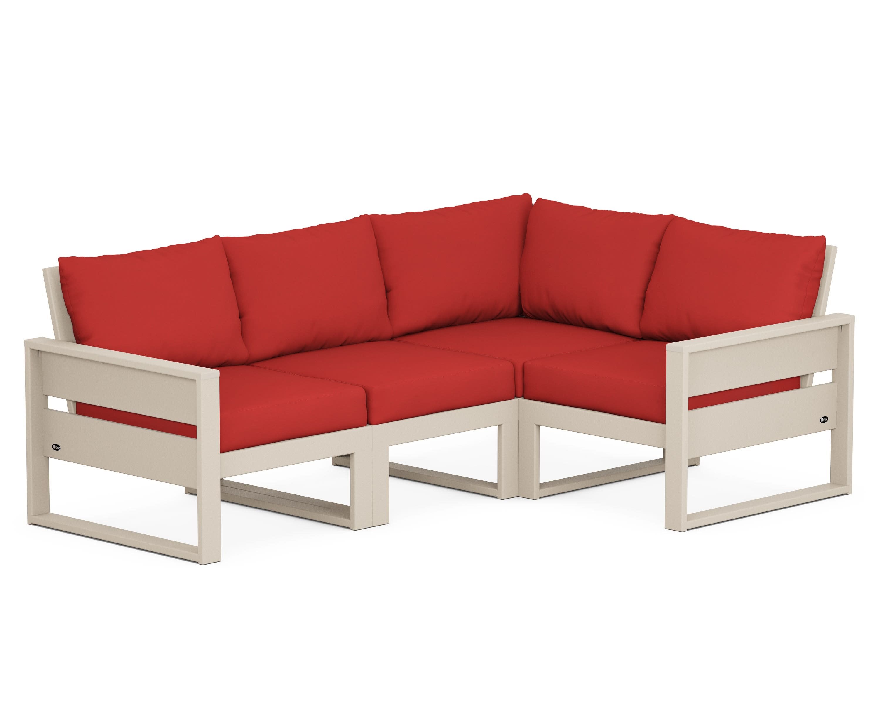Eastport 4- Piece Sectional in Sand Castle / Crimson Linen