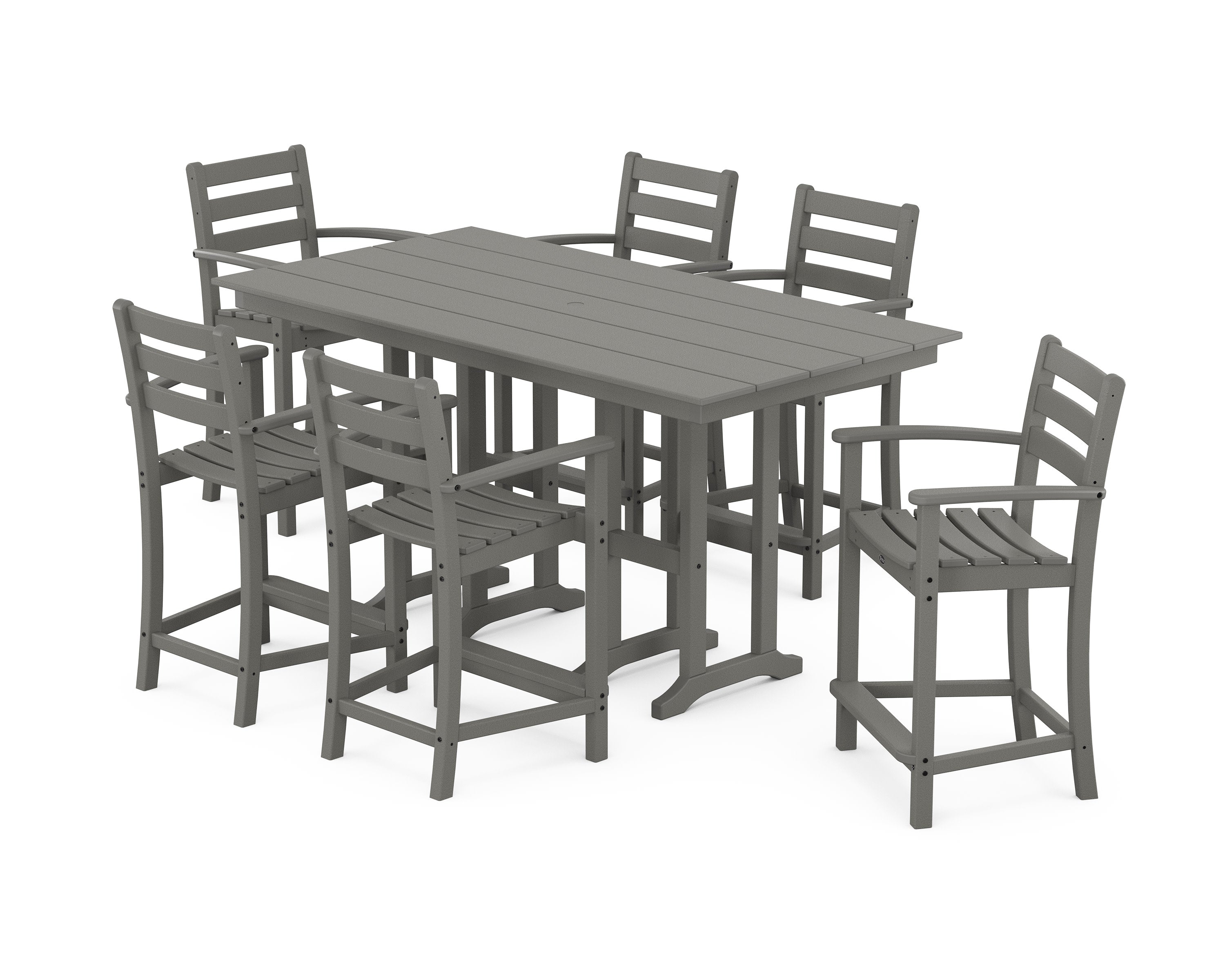 Monterey Bay 7-Piece Farmhouse Arm Chair Counter Set in Stepping Stone