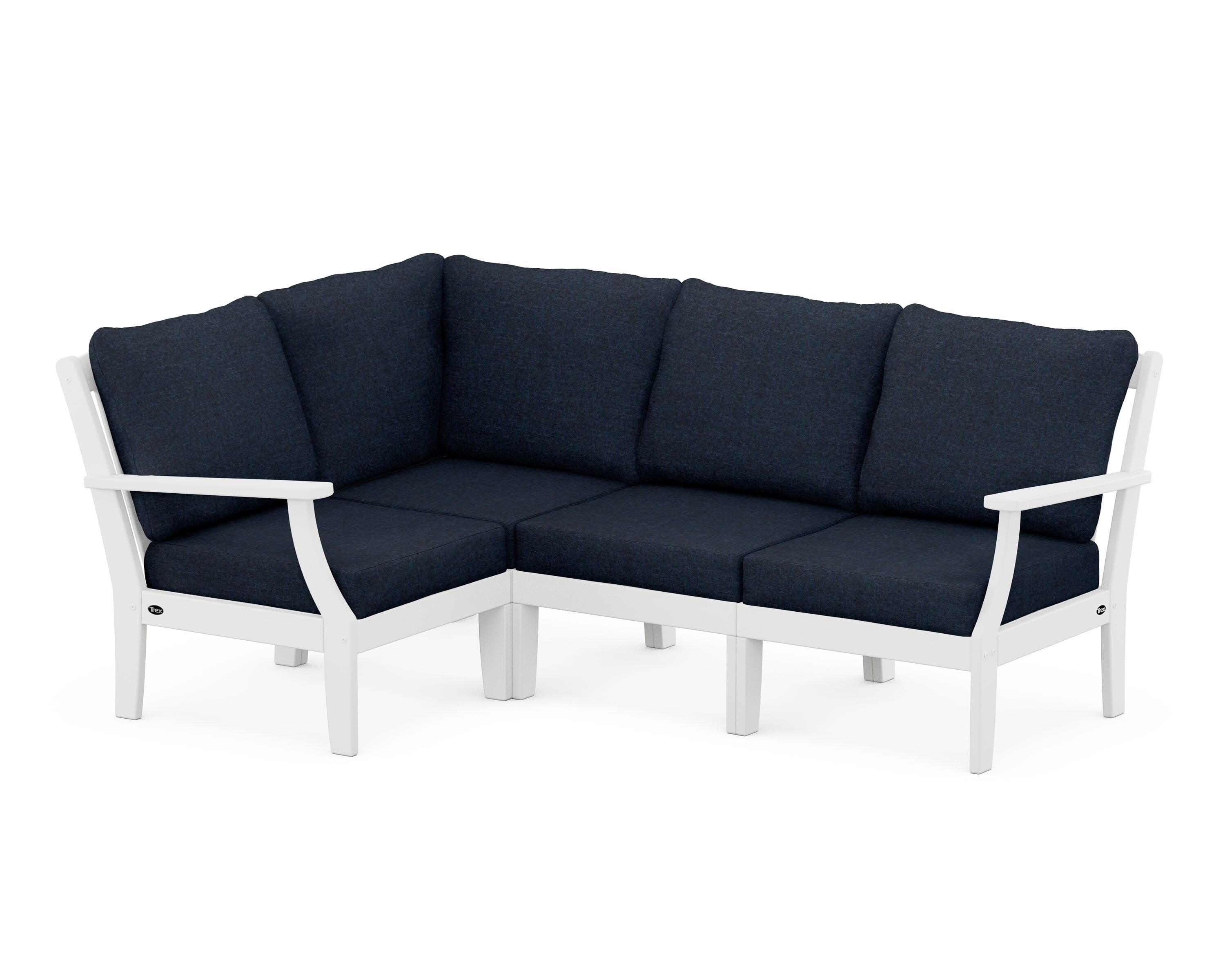 Yacht Club Modular 4-Piece Deep Seating Set in Classic White / Marine Indigo