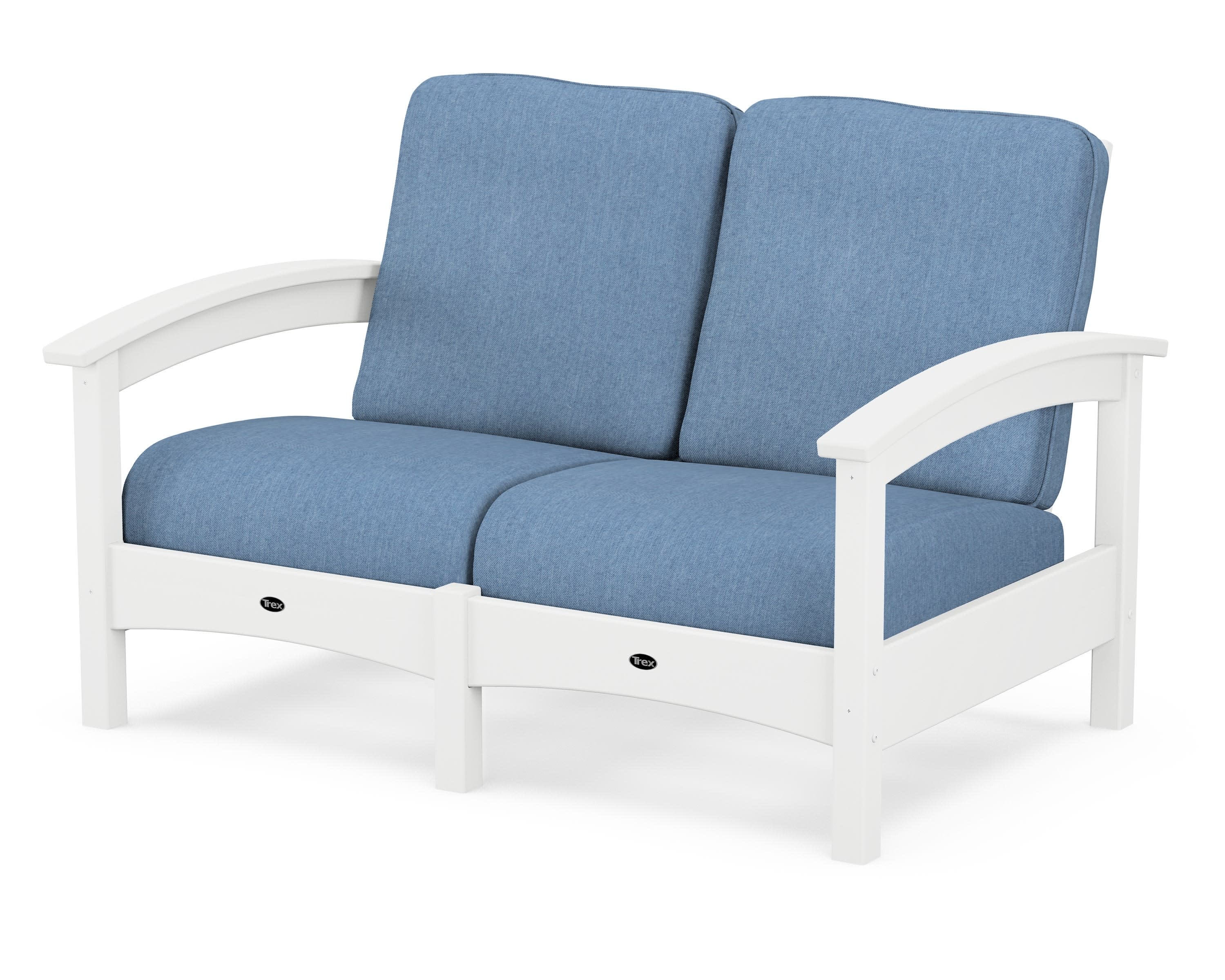Rockport Club Loveseat in Classic White / Sky Blue