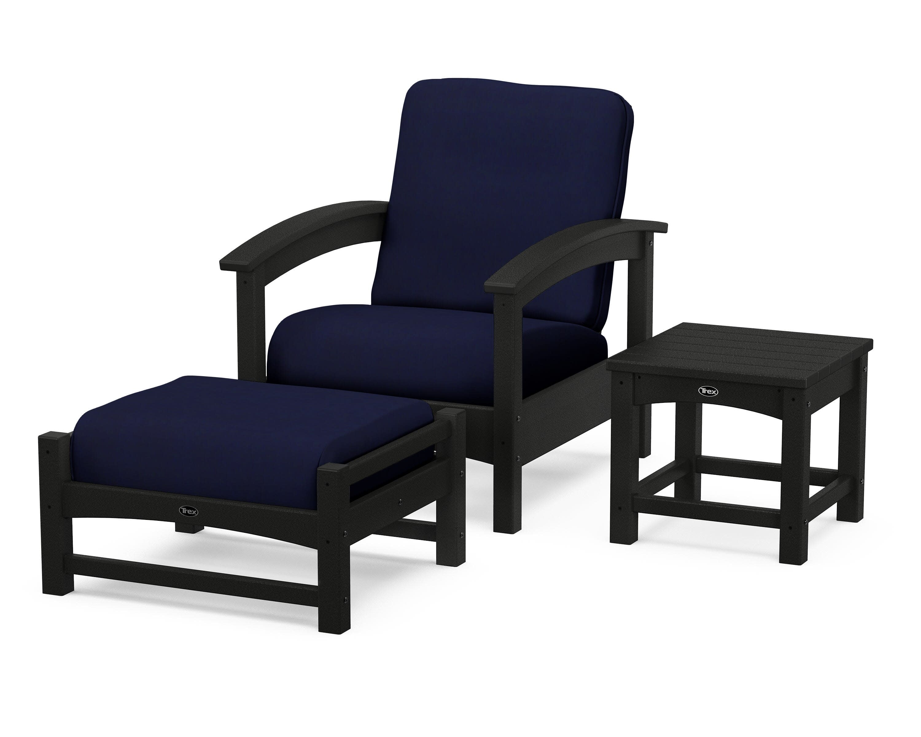 Rockport 3-Piece Deep Seating Set in Charcoal Black / Navy