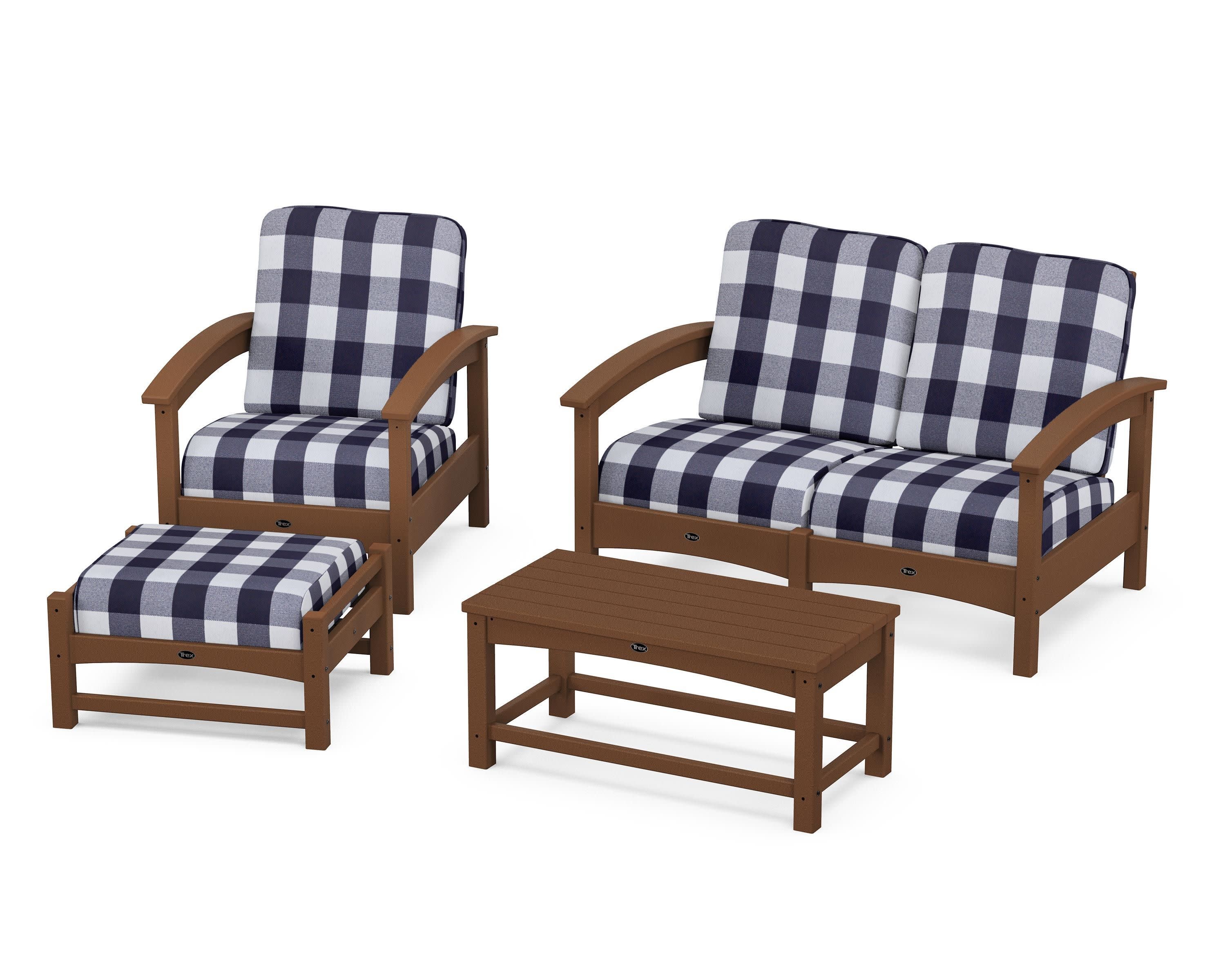 Rockport 4-Piece Deep Seating Conversation Group in Tree House / Buffalo Plaid Navy
