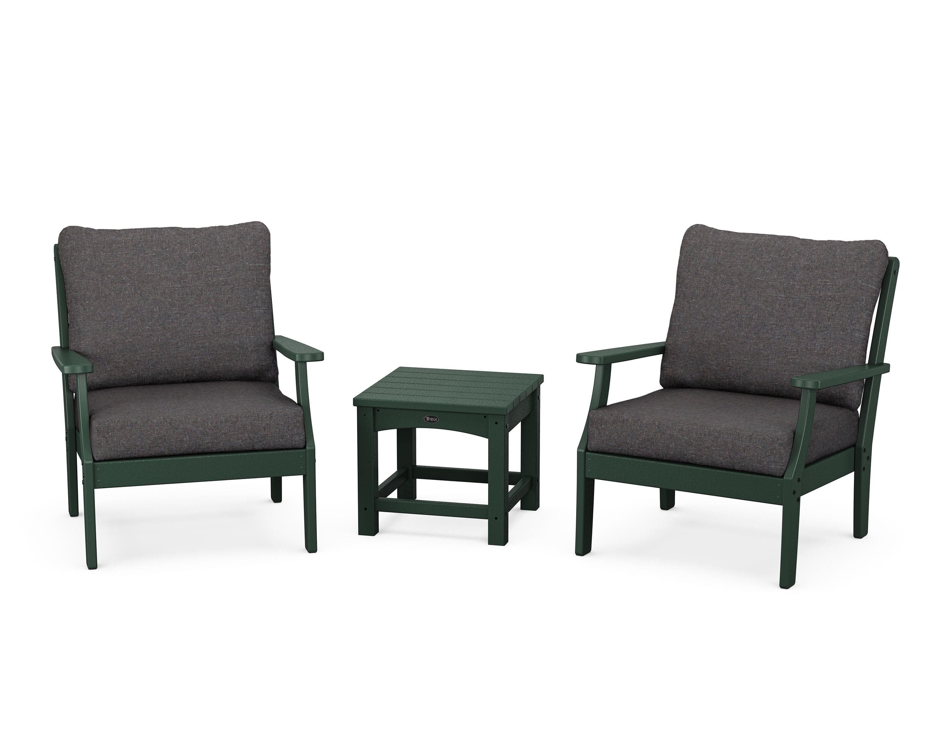 Yacht Club 3-Piece Deep Seating Set in Rainforest Canopy / Ash Charcoal