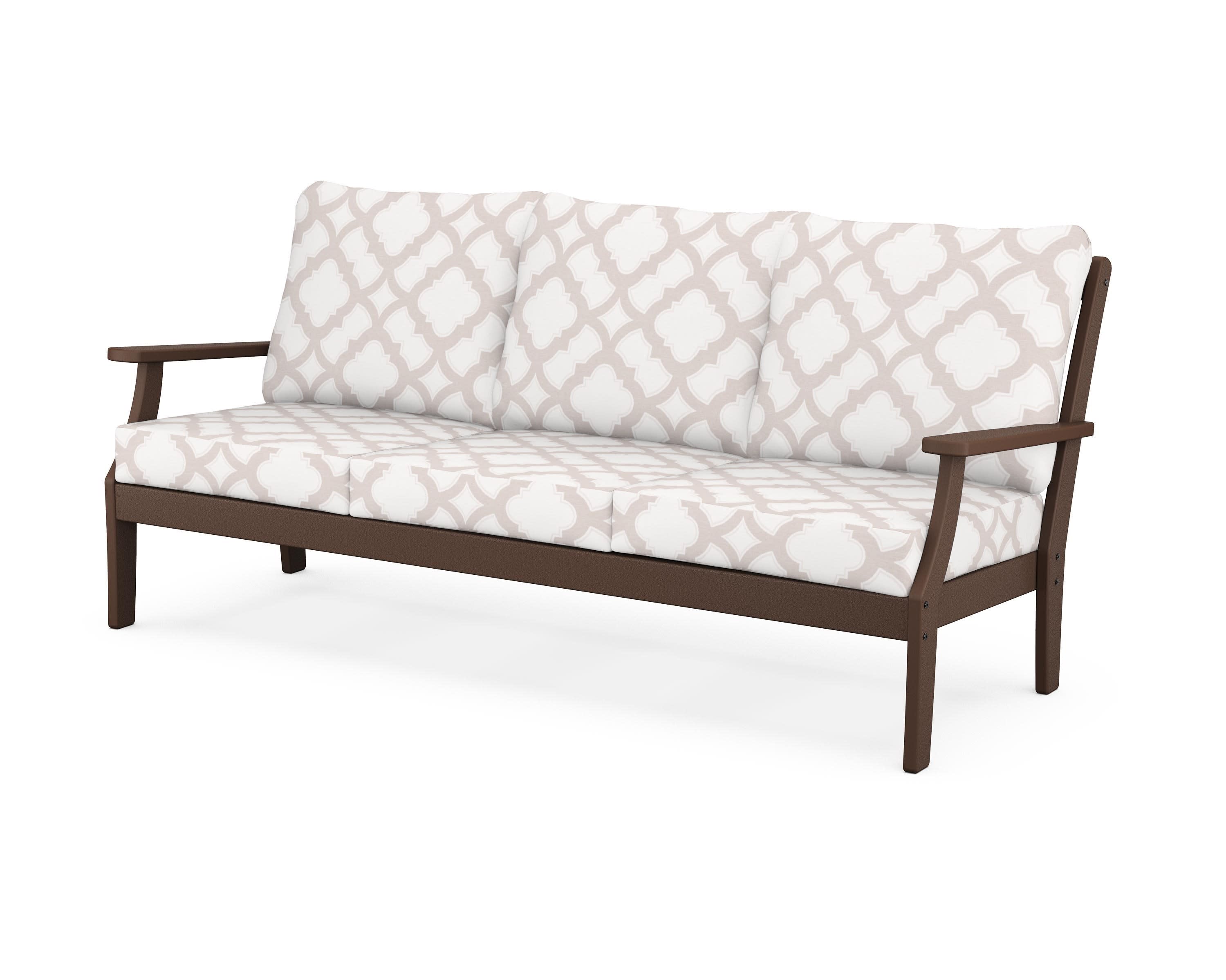 Yacht Club Deep Seating Sofa in Vintage Lantern / Trellis Dune Burlap
