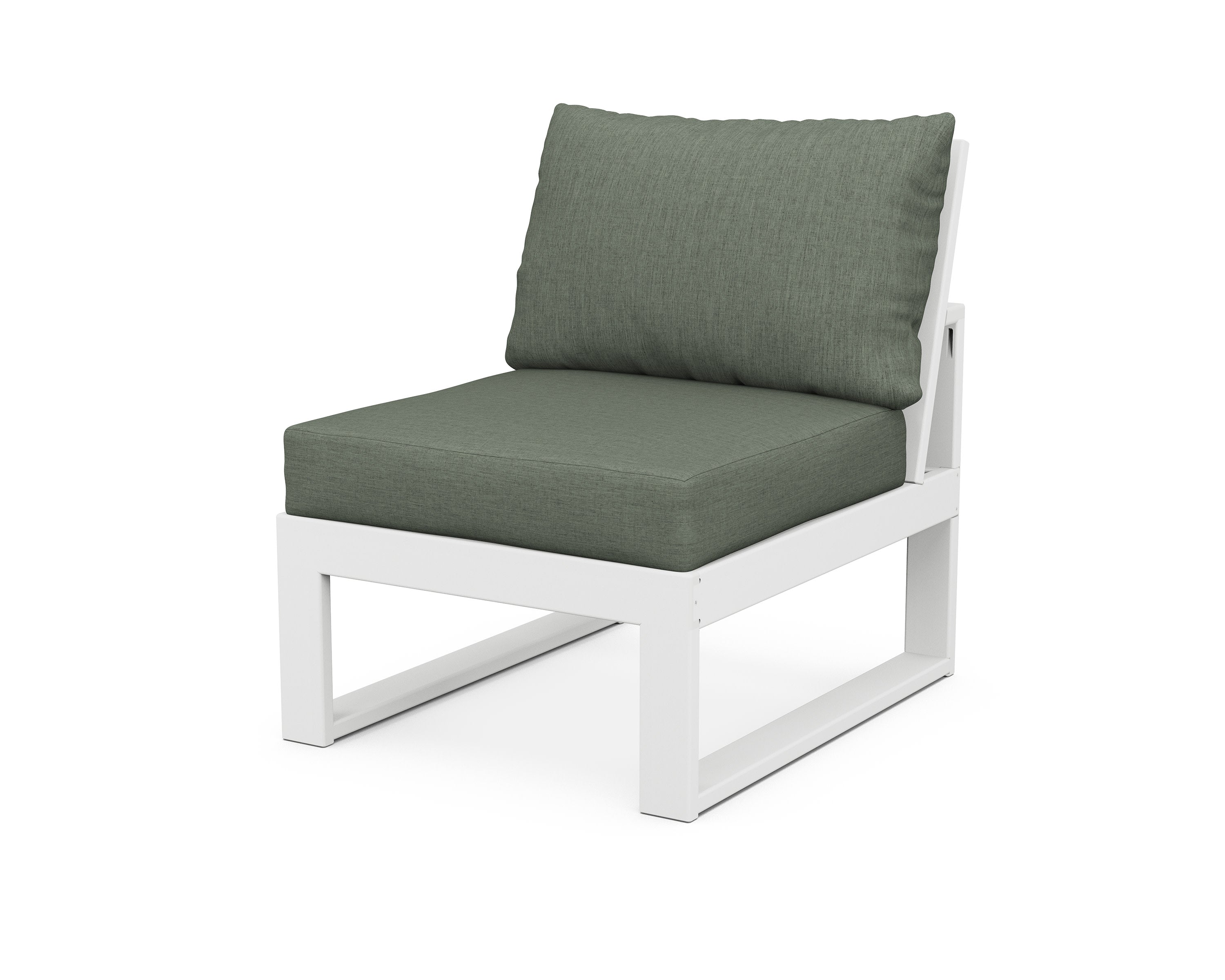 Modular Armless Chair in White / Cast Sage