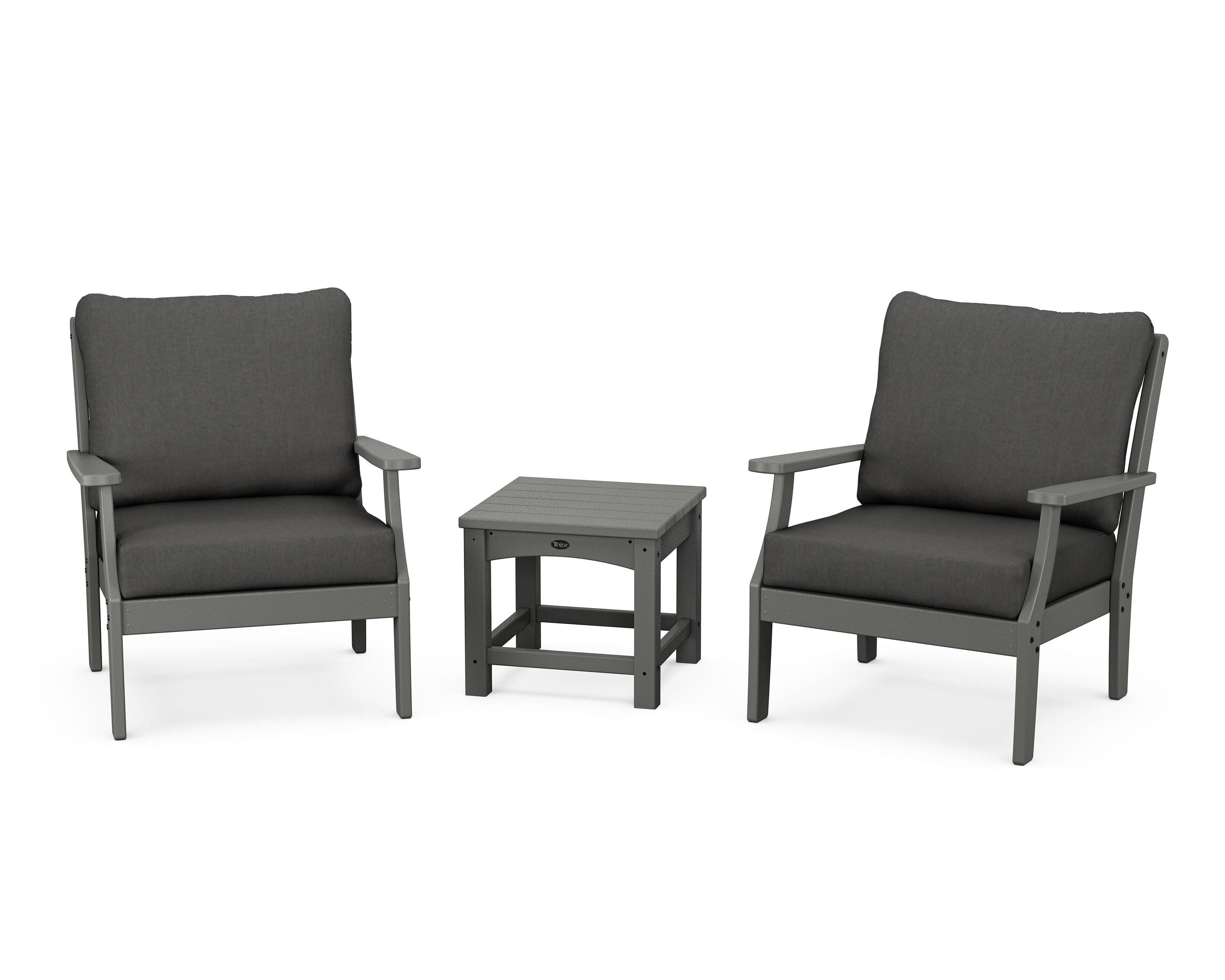 Yacht Club 3-Piece Deep Seating Set in Stepping Stone / Spectrum Carbon
