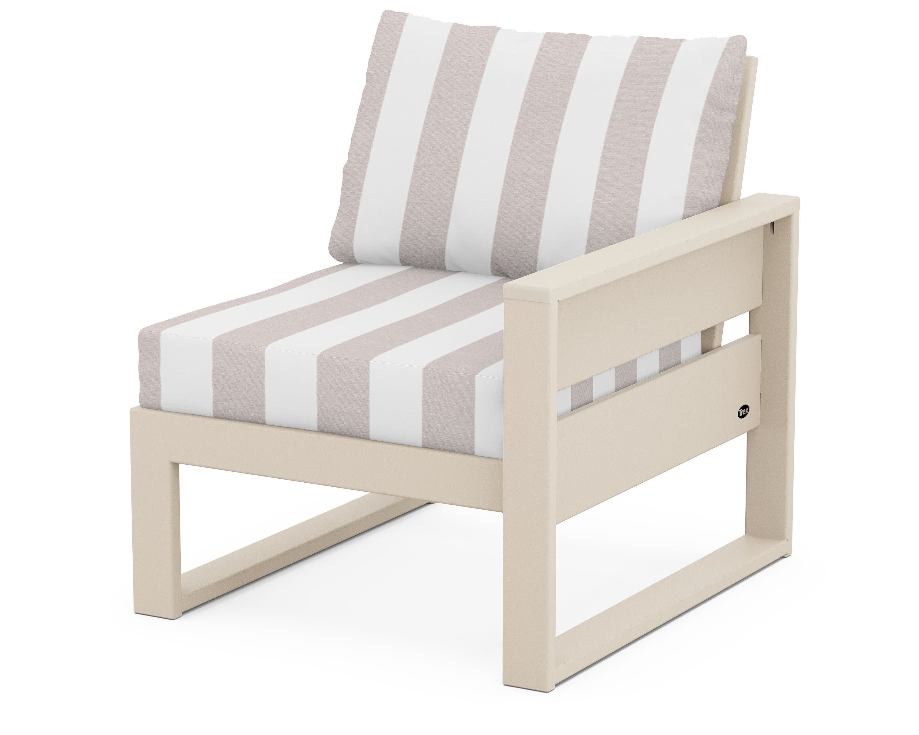 Eastport Modular Right Arm Chair in Sand Castle / Cabana Stripe Dune Burlap