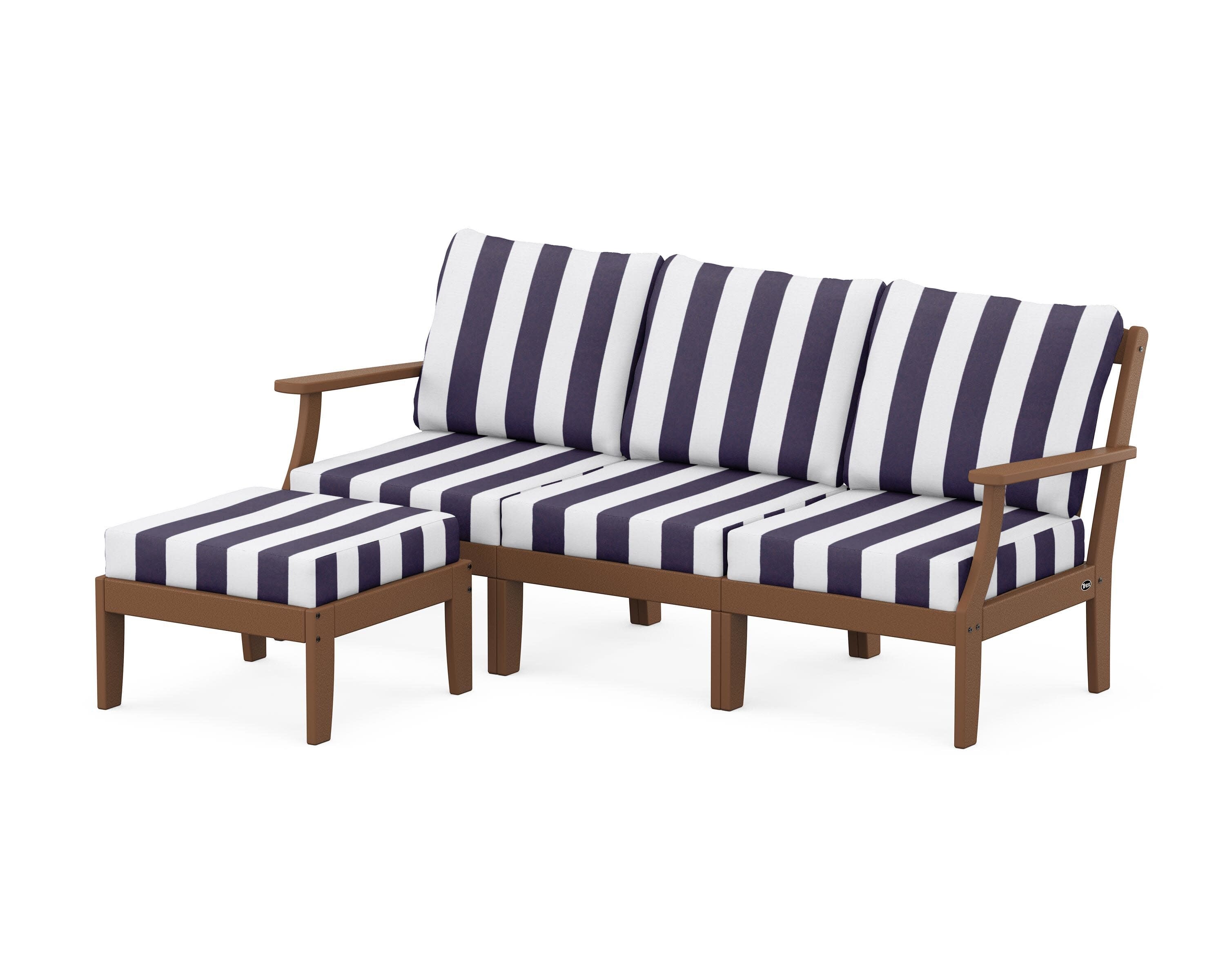 Yacht Club Modular 4-Piece Deep Seating Set with Ottoman in Tree House / Cabana Stripe Navy